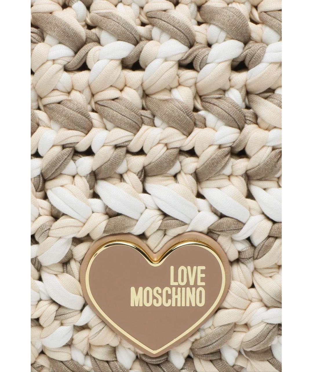 LOVE MOSCHINO Бежевая тканевая сумка с короткими ручками, фото 2