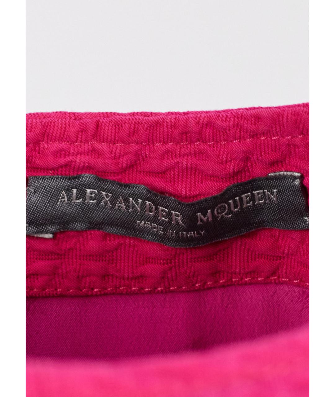 ALEXANDER MCQUEEN Фуксия хлопковое повседневное платье, фото 4
