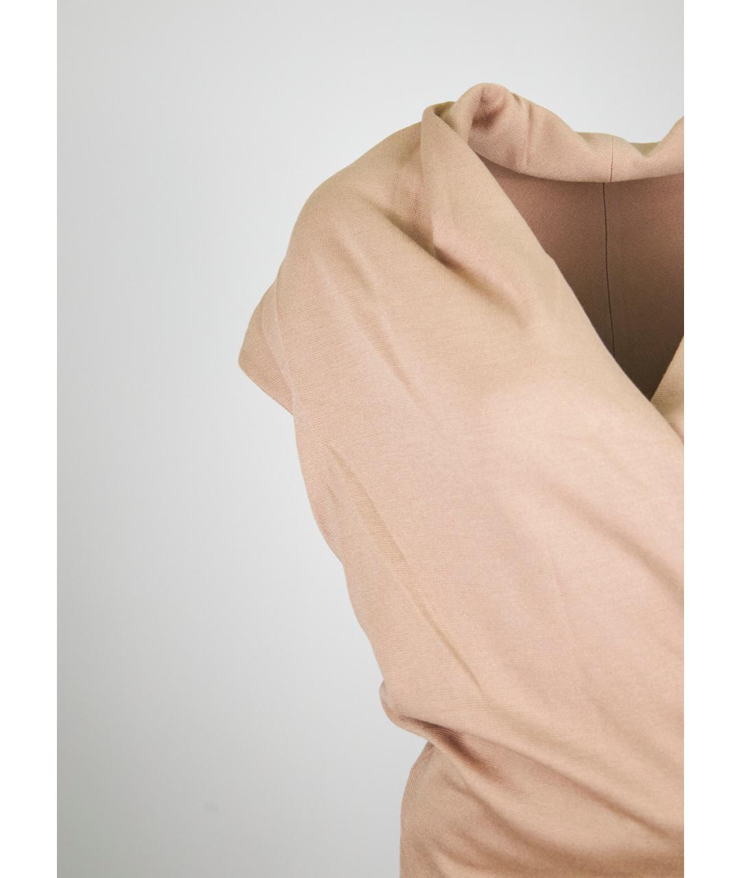 BOTTEGA VENETA Бежевое шерстяное коктейльное платье, фото 2