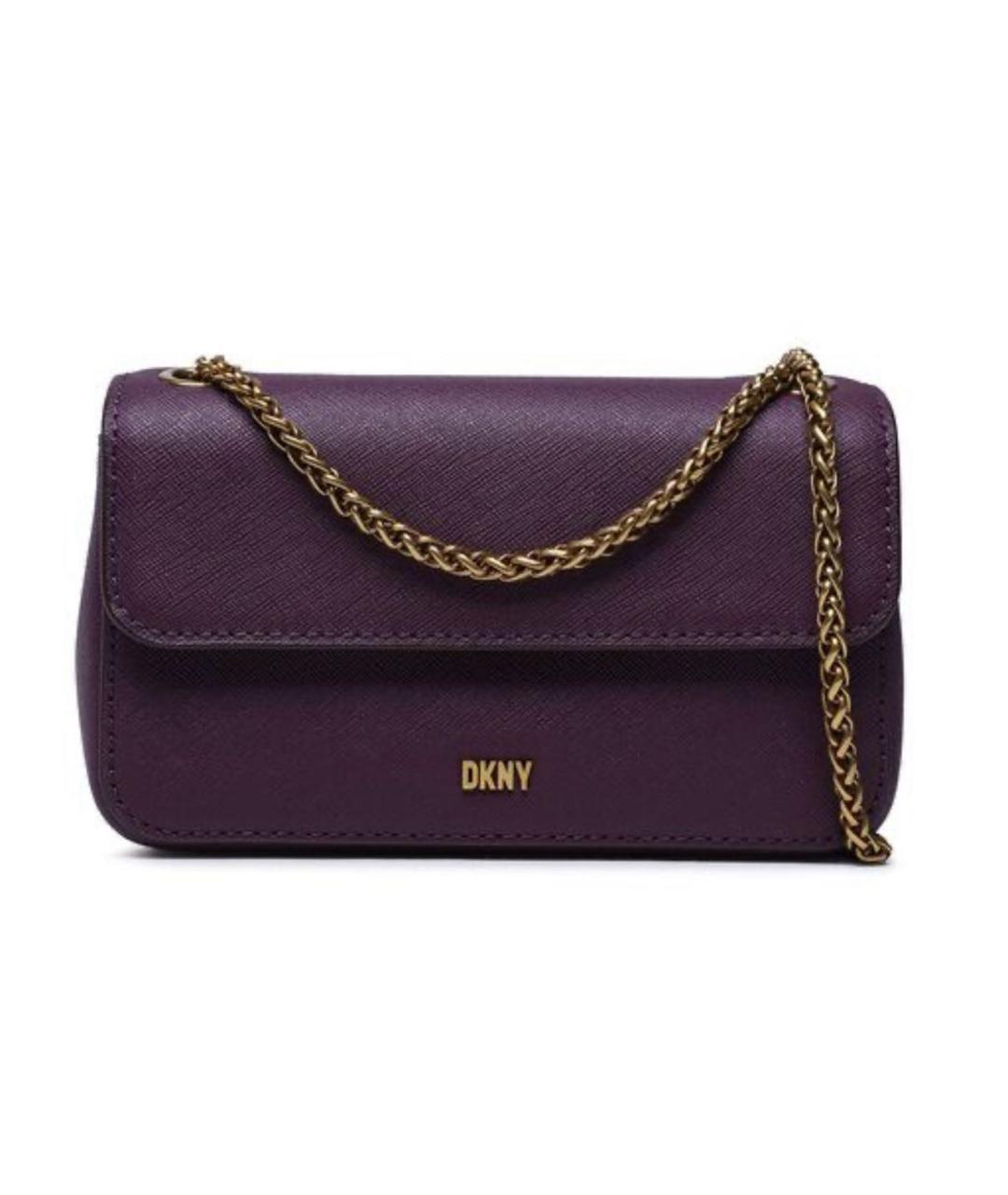 DKNY Фиолетовая кожаная сумка через плечо, фото 1
