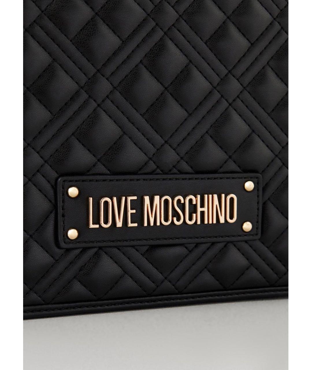 LOVE MOSCHINO Черная кожаная сумка через плечо, фото 3