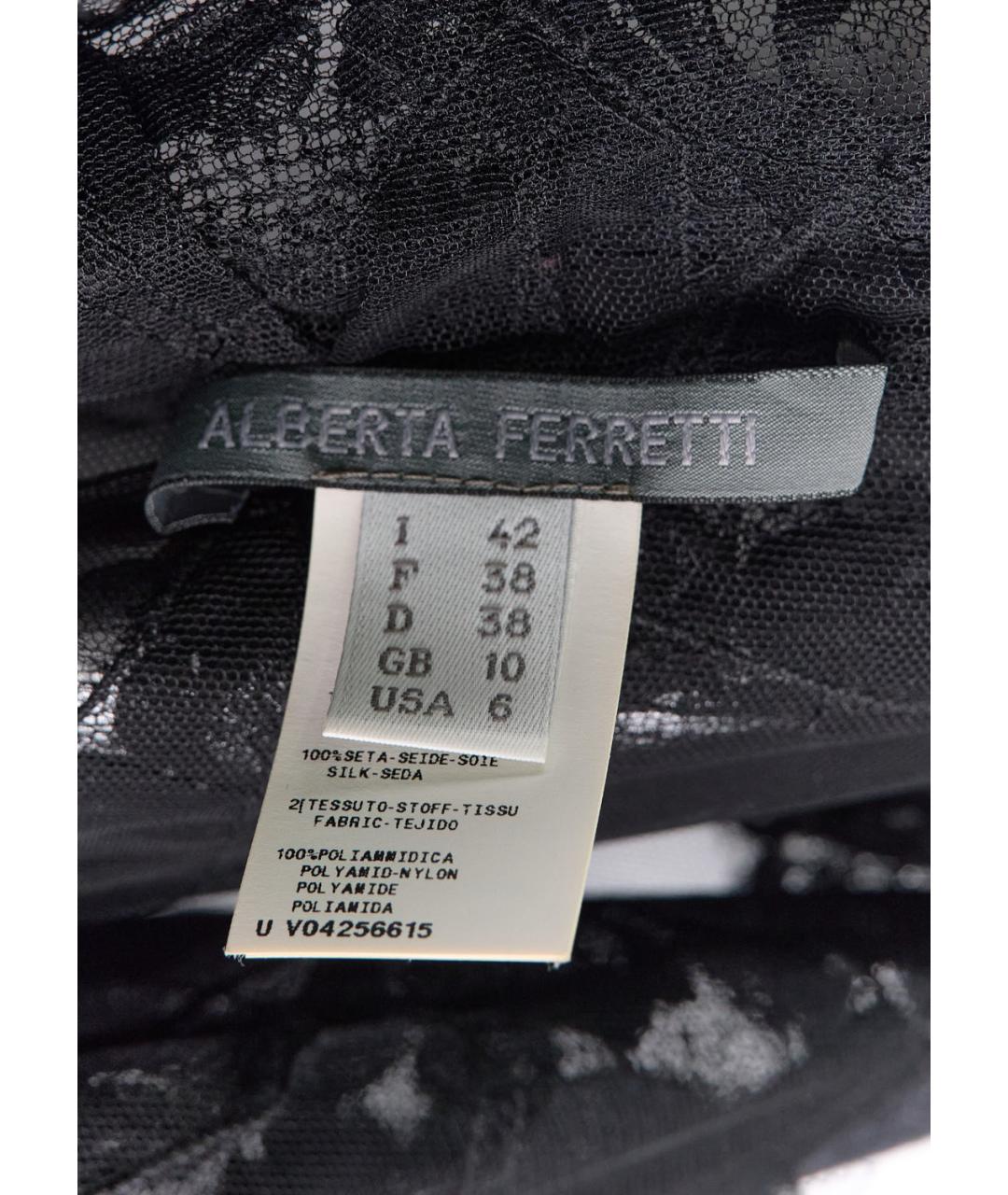 ALBERTA FERRETTI Черное шелковое коктейльное платье, фото 5
