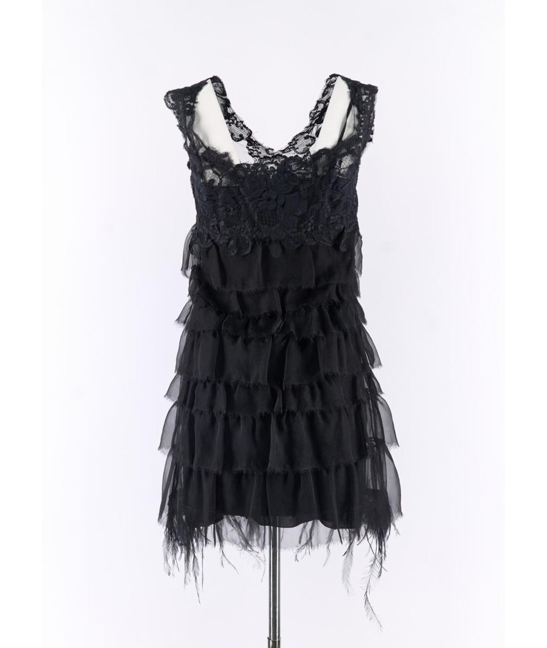ALBERTA FERRETTI Черное шелковое коктейльное платье, фото 4