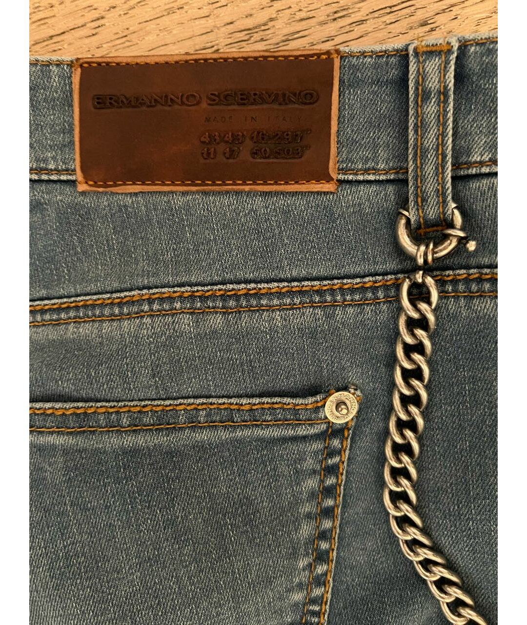 ERMANNO SCERVINO Синие хлопко-эластановые прямые джинсы, фото 4