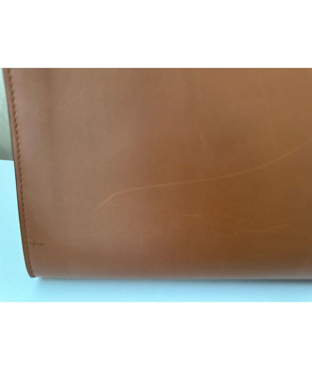 CELINE Коричневая кожаная сумка с короткими ручками, фото 6