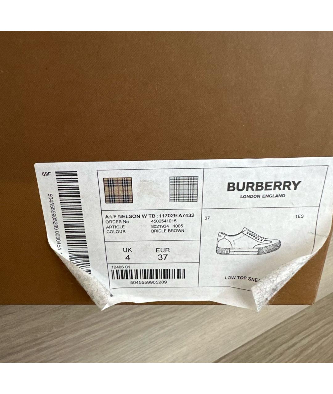 BURBERRY Коричневые кеды, фото 4