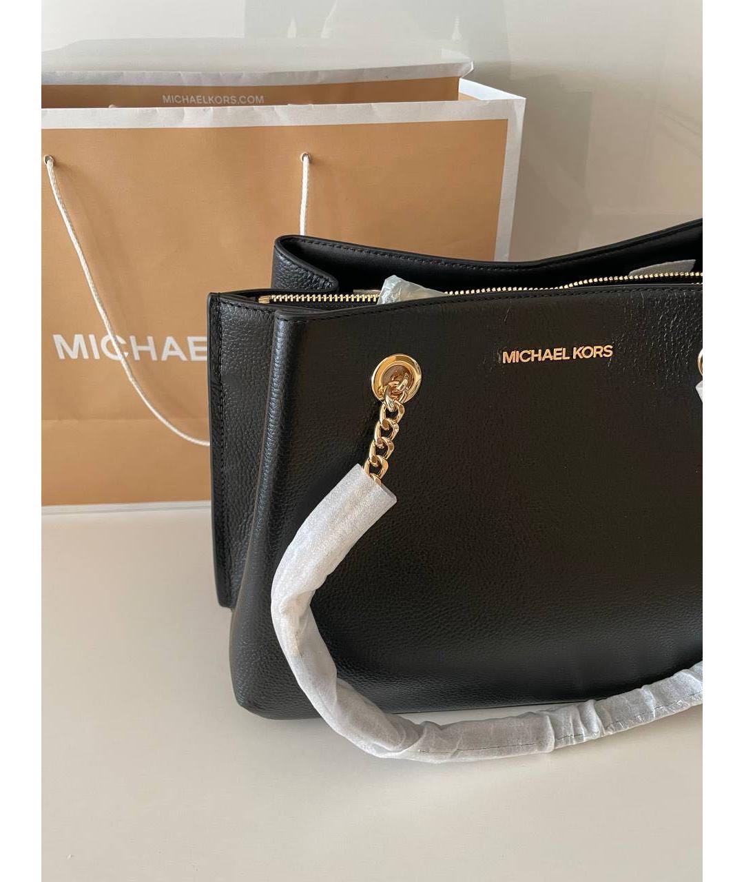 MICHAEL KORS Черная кожаная сумка через плечо, фото 8