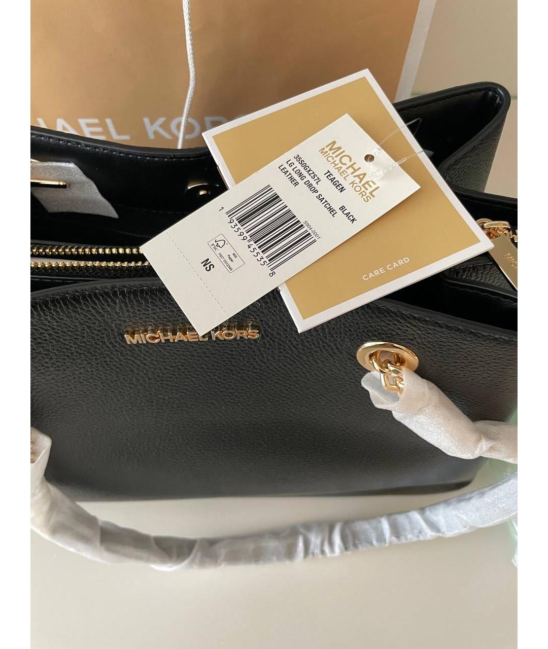 MICHAEL KORS Черная кожаная сумка через плечо, фото 5