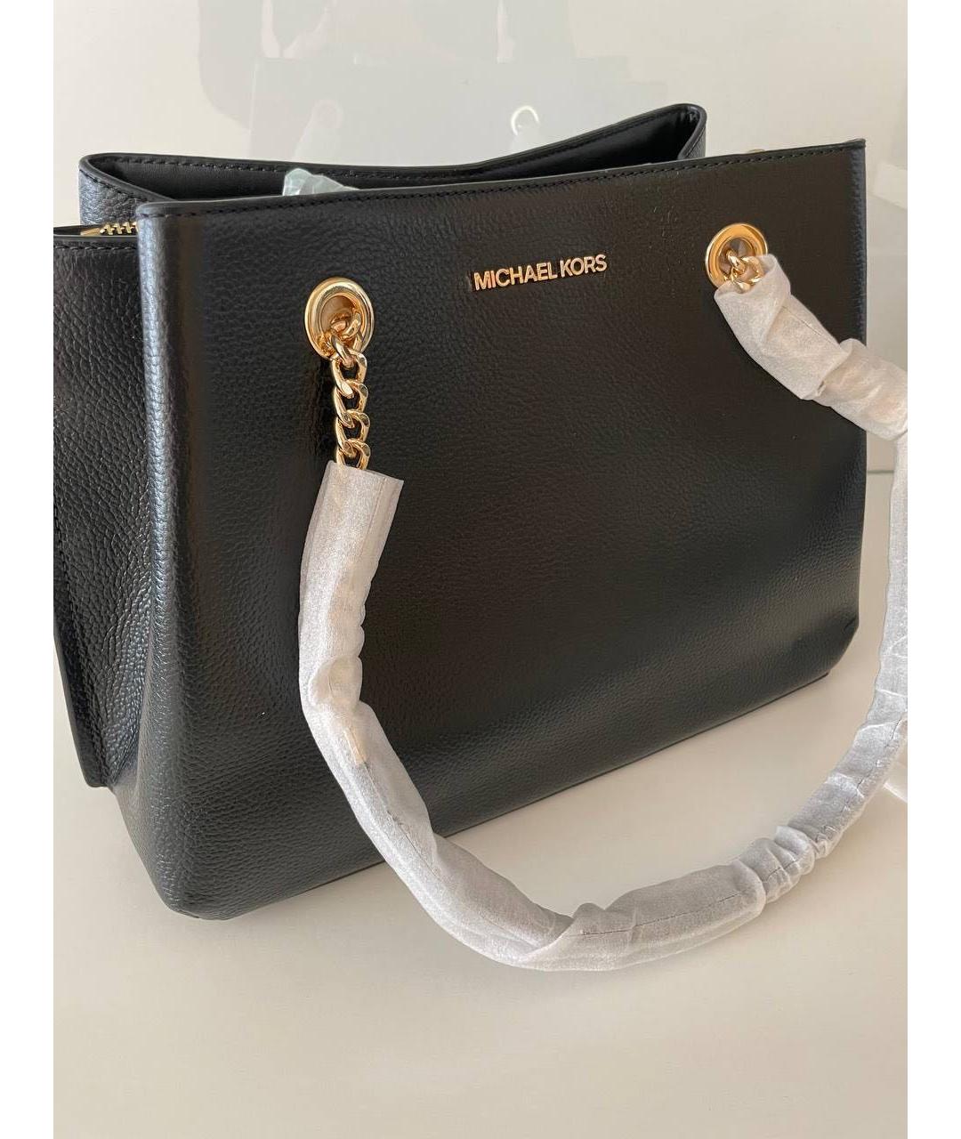 MICHAEL KORS Черная кожаная сумка через плечо, фото 2