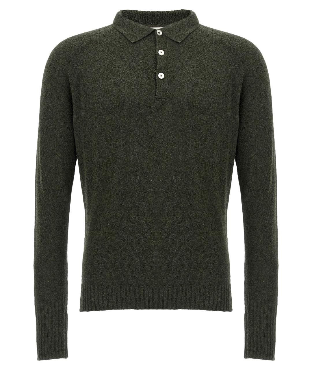 MA'RY'YA Зеленые хлопковое поло с длинным рукавом, фото 1