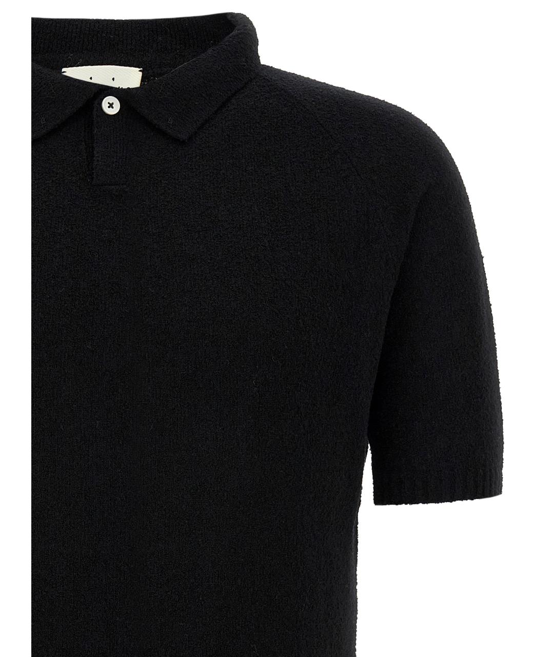 MA'RY'YA Черное хлопковое поло с коротким рукавом, фото 3