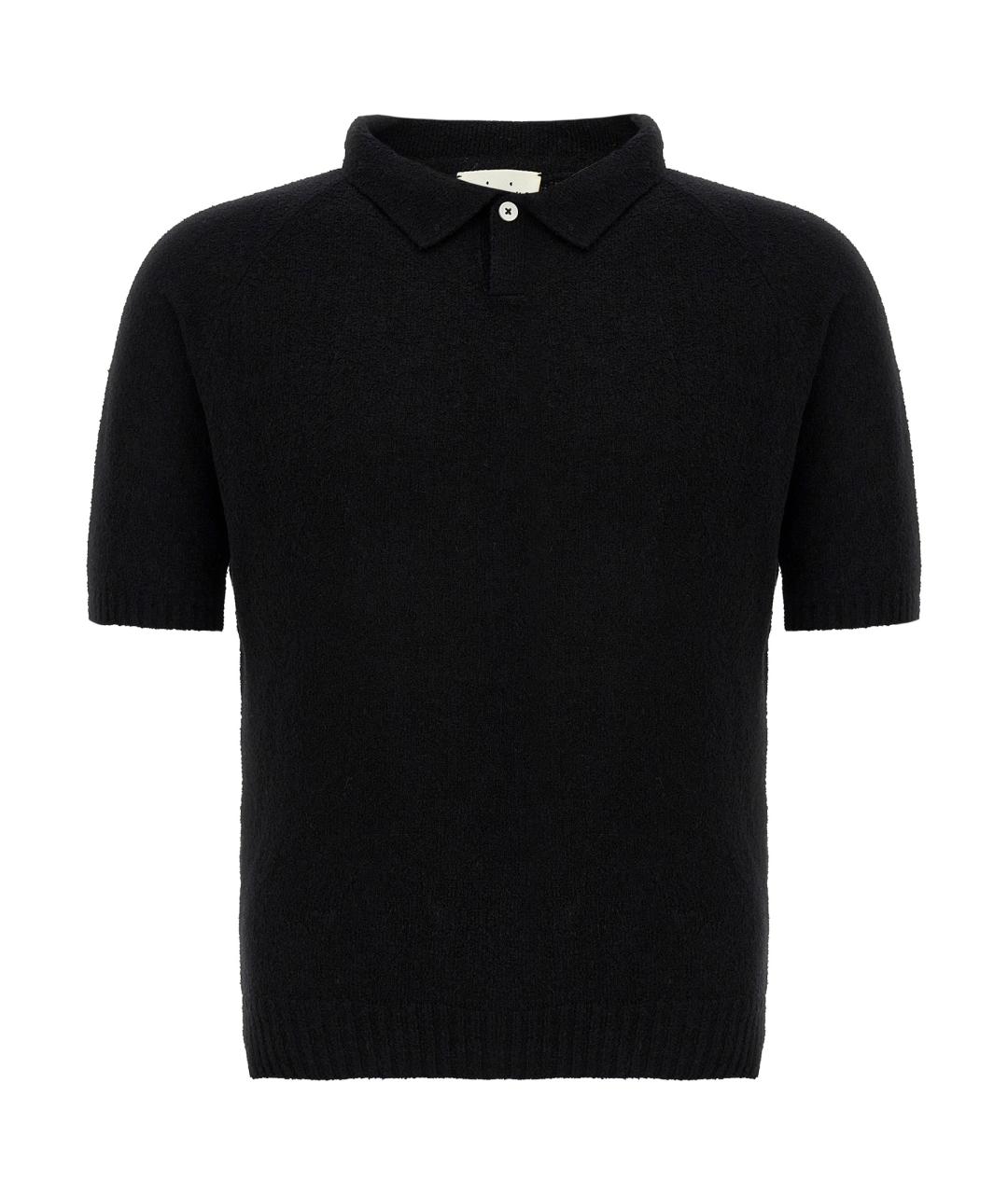 MA'RY'YA Черное хлопковое поло с коротким рукавом, фото 1