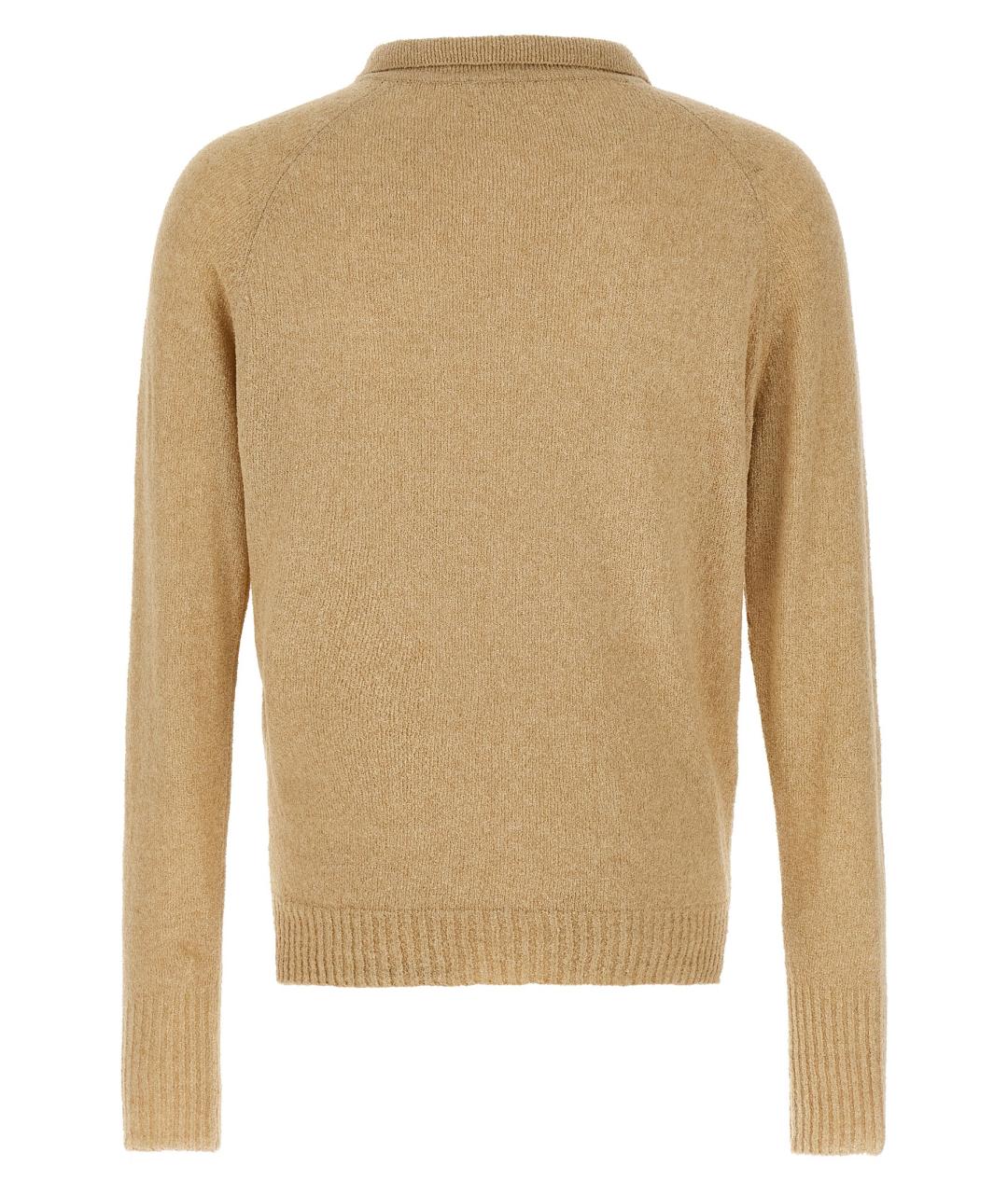 MA'RY'YA Бежевое хлопковое поло с длинным рукавом, фото 2