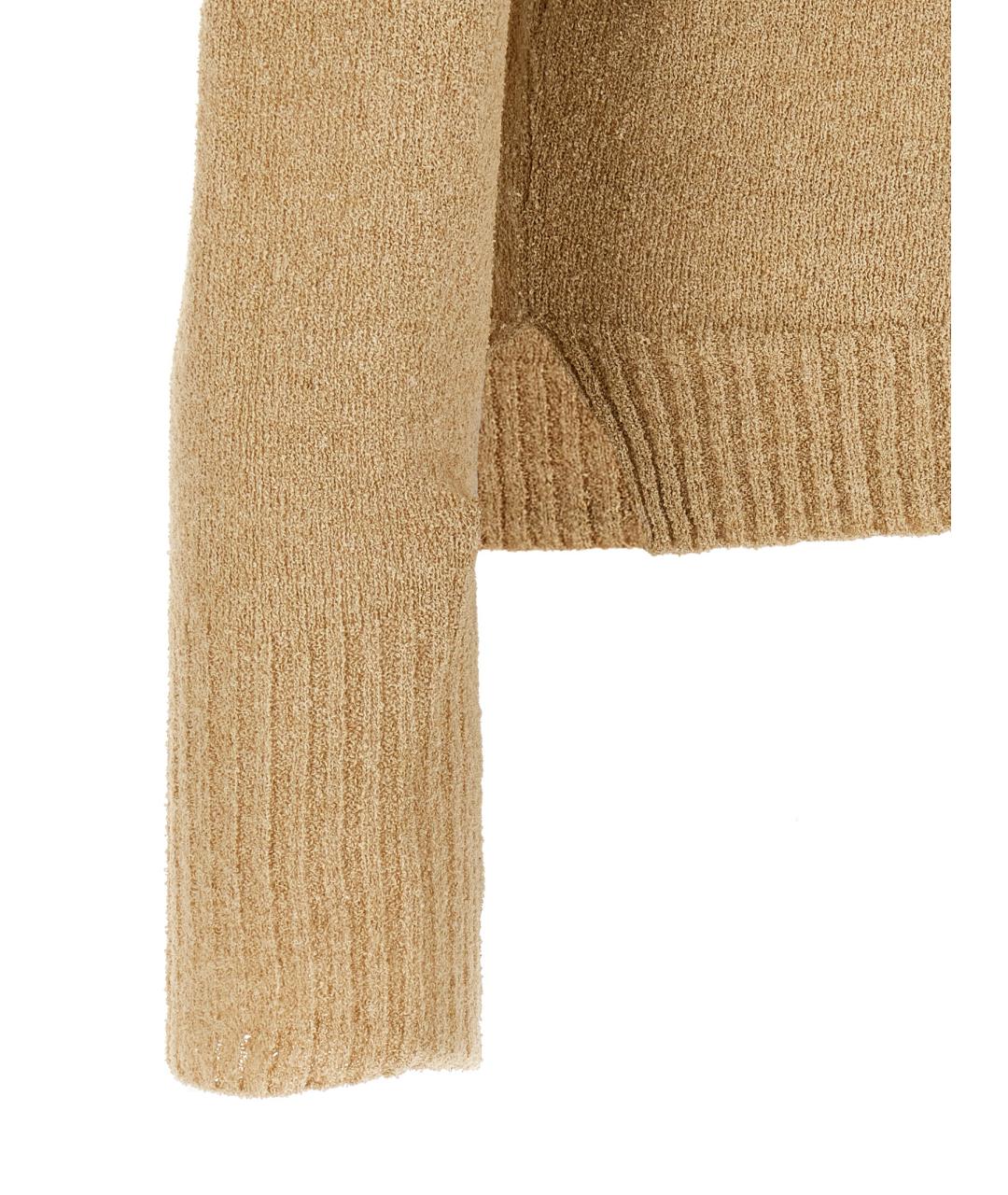 MA'RY'YA Бежевое хлопковое поло с длинным рукавом, фото 4