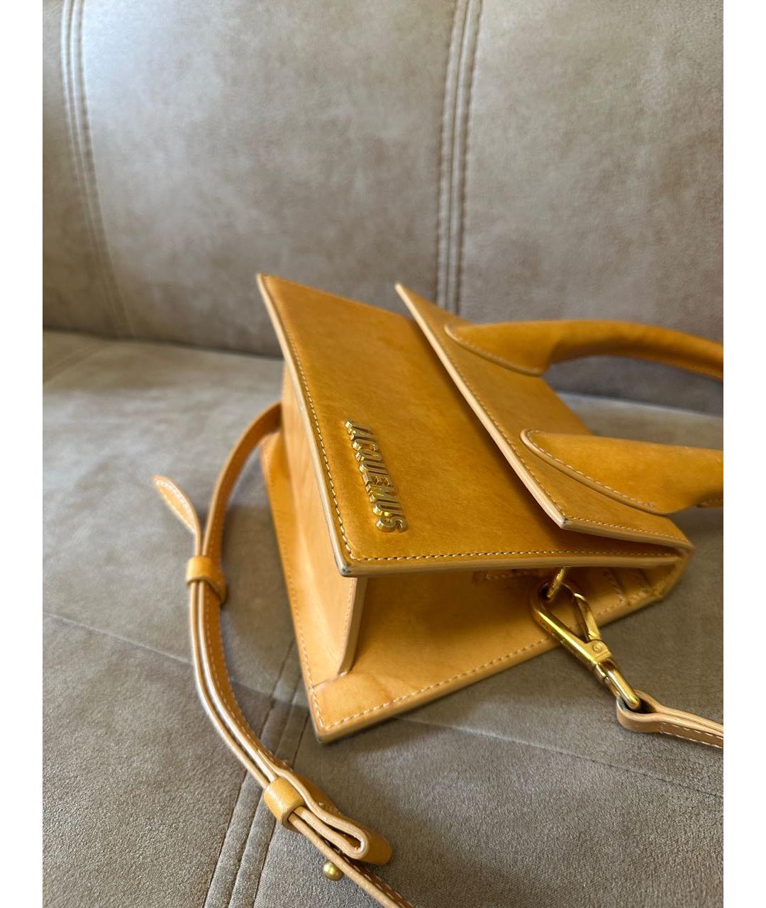 JACQUEMUS Коричневая кожаная сумка с короткими ручками, фото 5