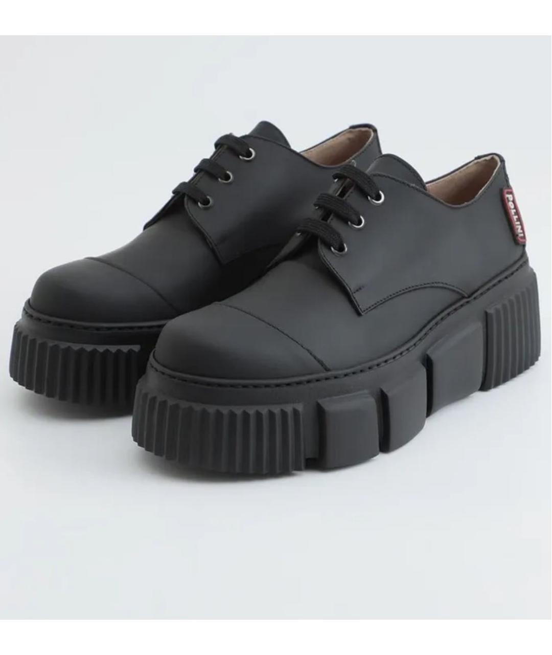 POLLINI Черные кожаные брогги и оксфорды, фото 2