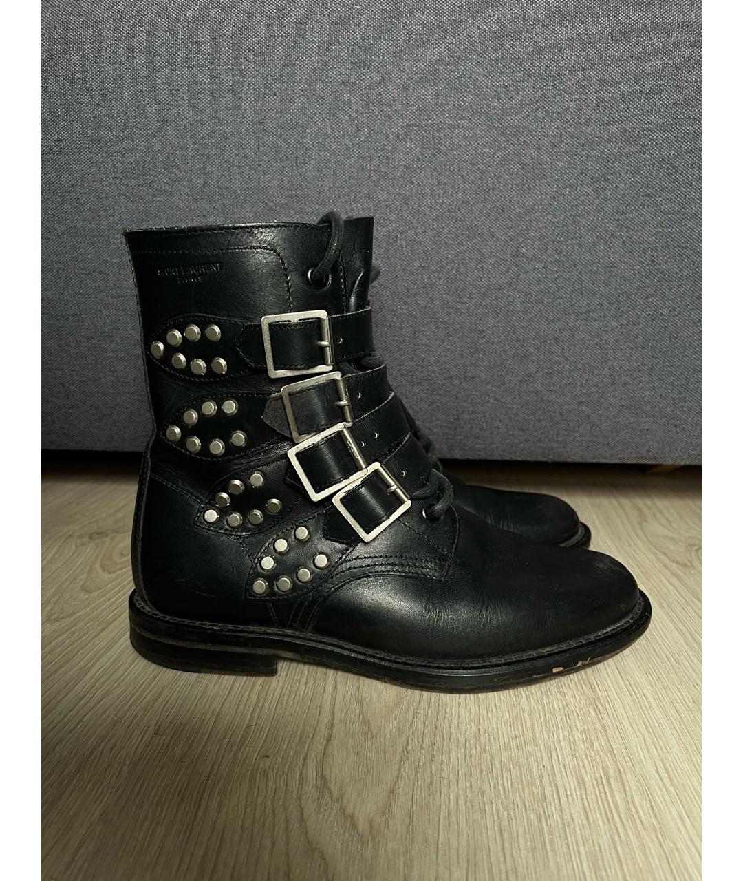 SAINT LAURENT Черные кожаные ботинки, фото 7