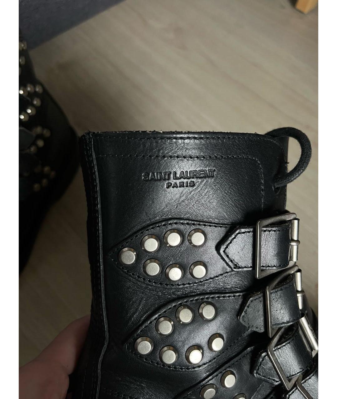 SAINT LAURENT Черные кожаные ботинки, фото 3