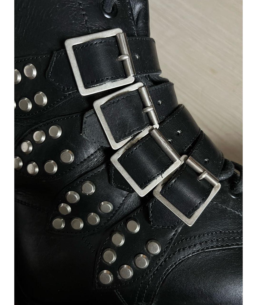 SAINT LAURENT Черные кожаные ботинки, фото 5