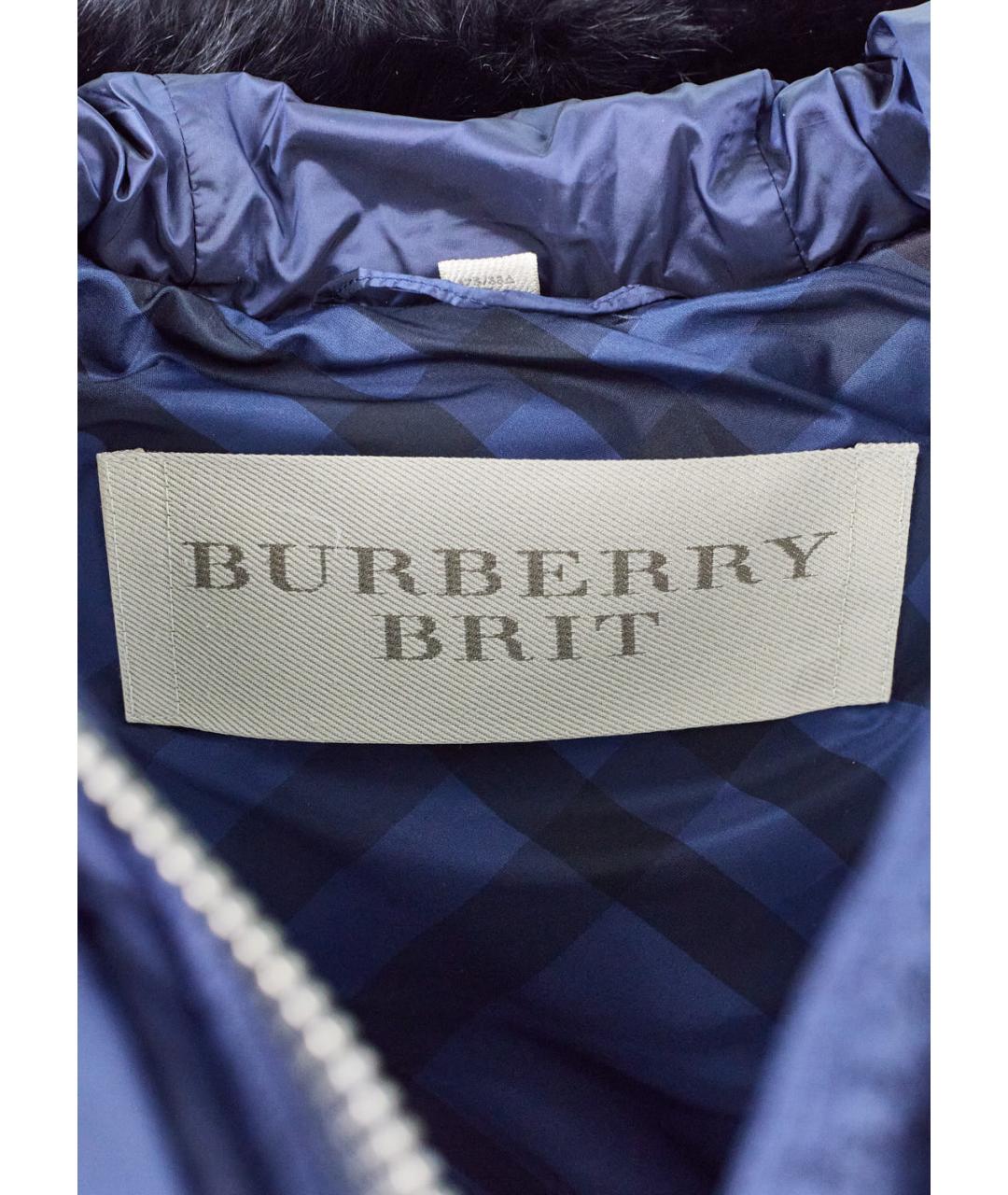 BURBERRY BRIT Синий полиамидовый пуховик, фото 5