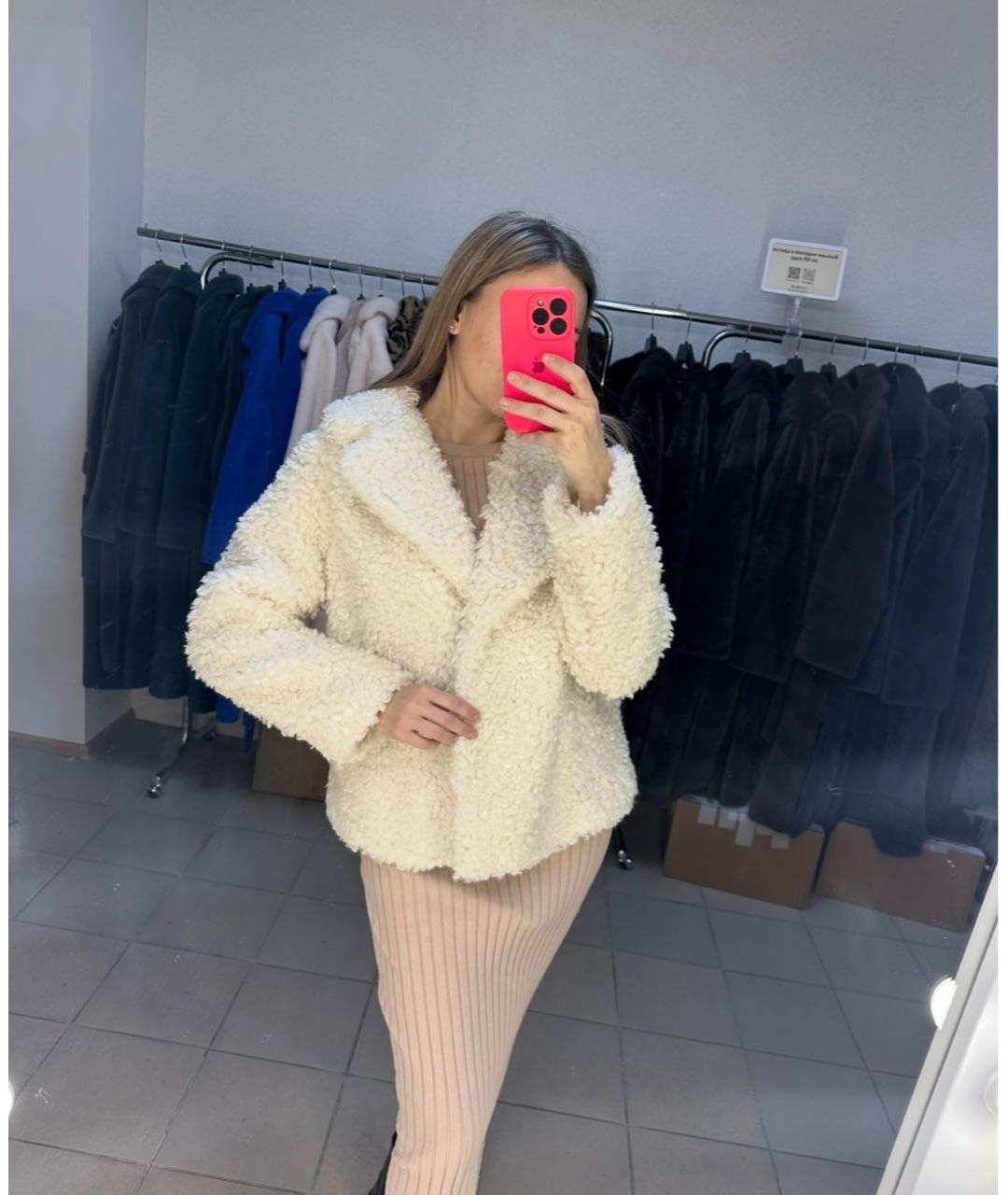 MICHAEL MICHAEL KORS Бежевая синтетическая шуба, фото 4