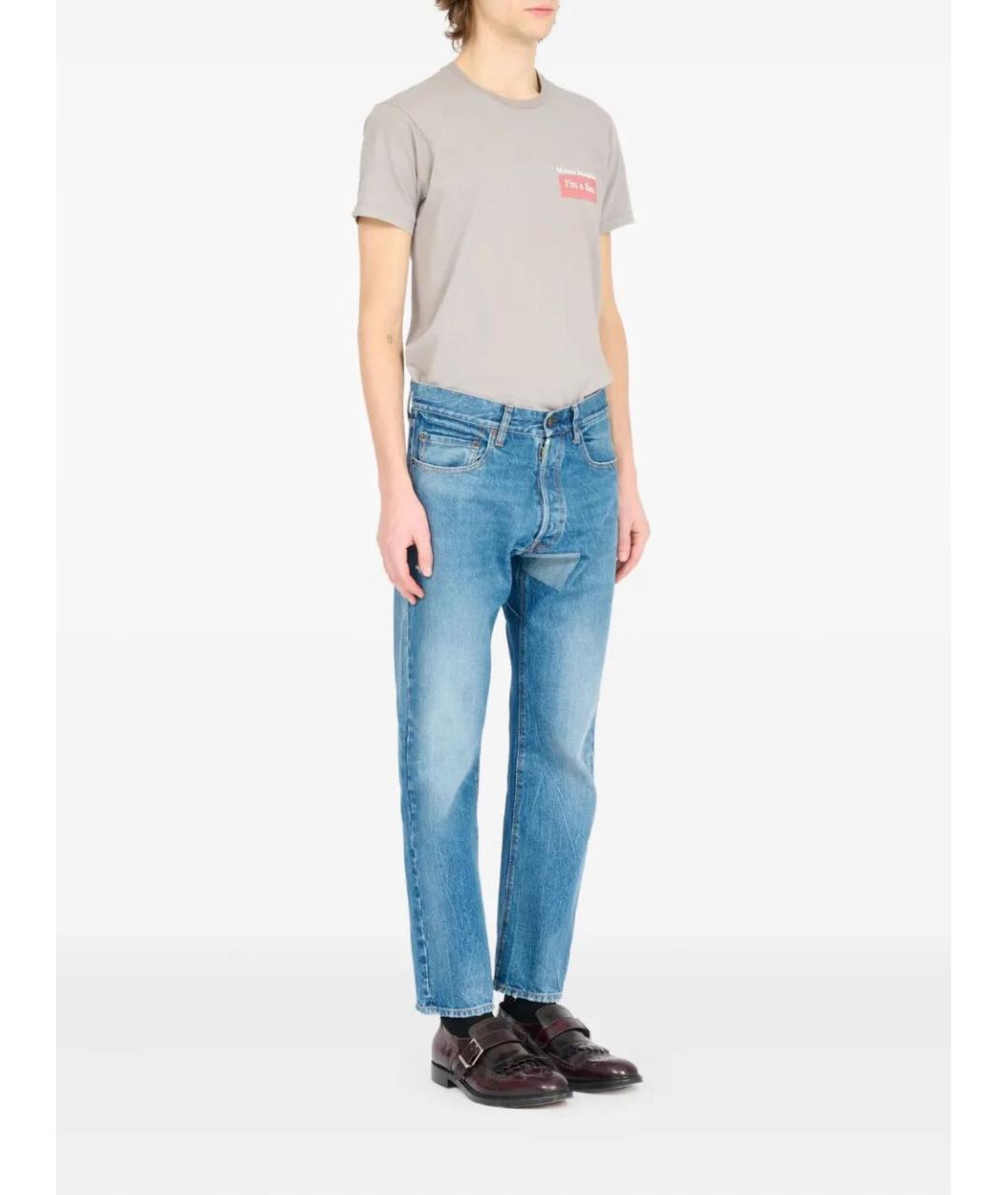 MAISON MARGIELA Синие хлопковые прямые джинсы, фото 4
