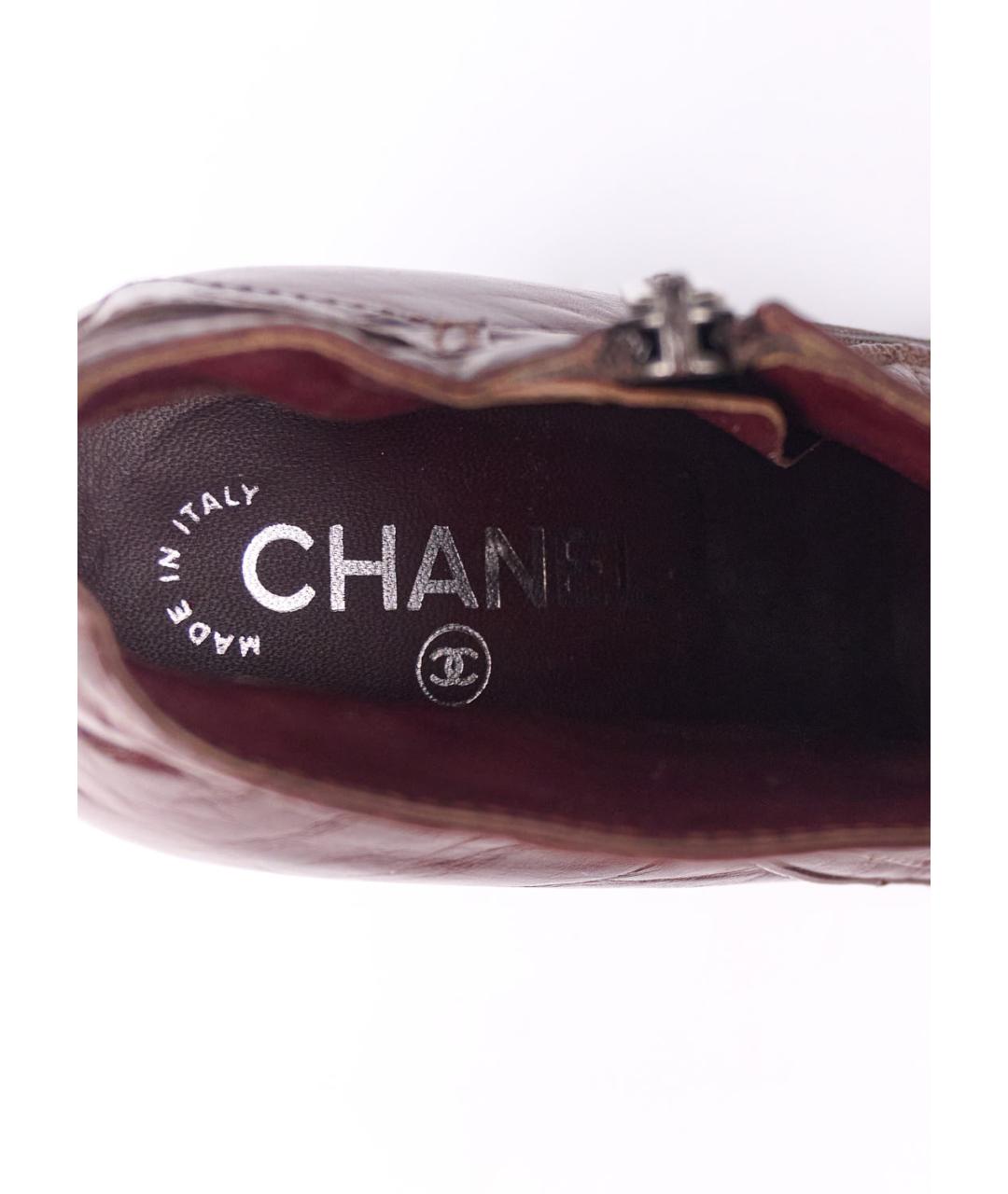 CHANEL Коричневые кожаные ботильоны, фото 5