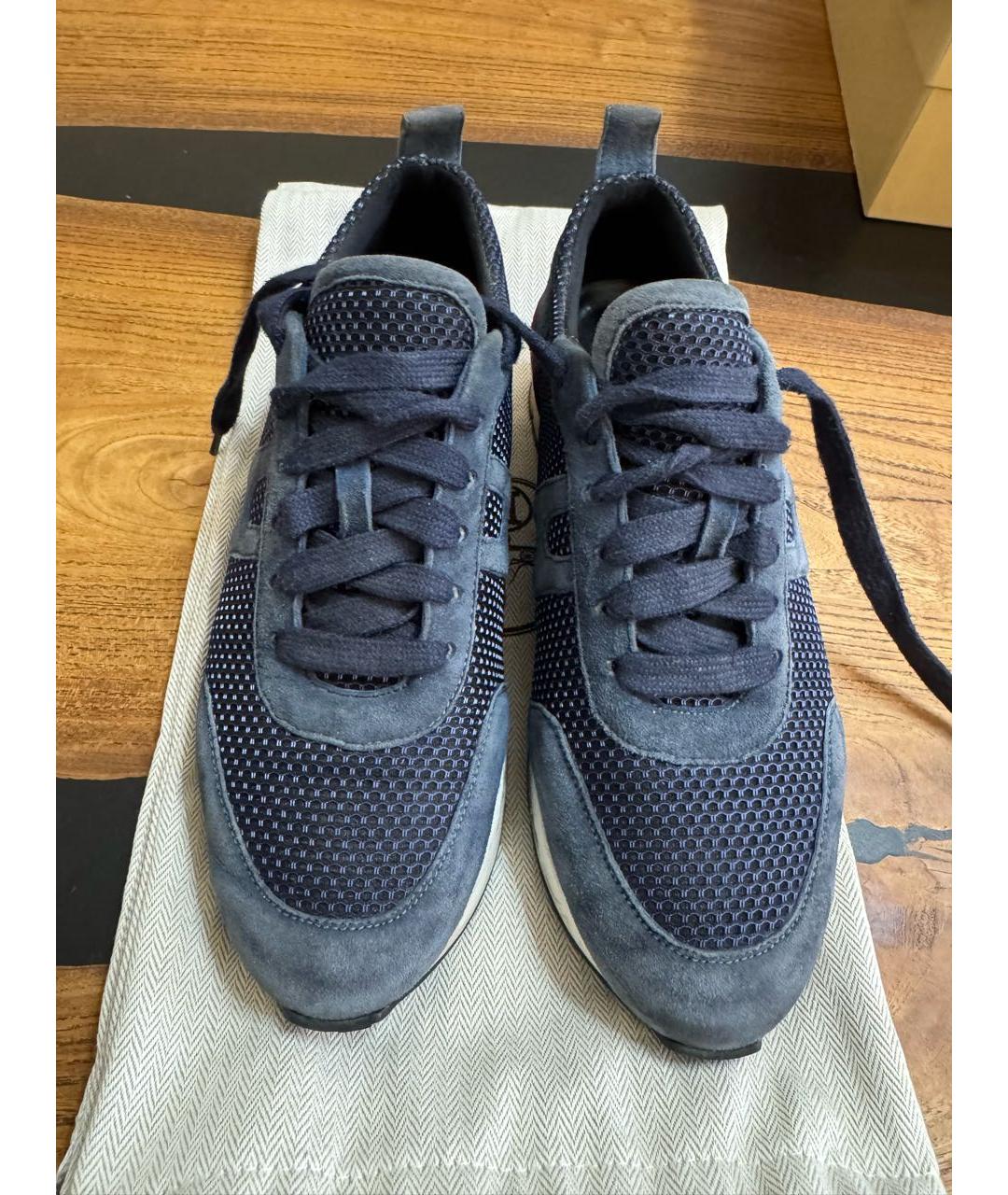 HERMES Синие замшевые кроссовки, фото 3