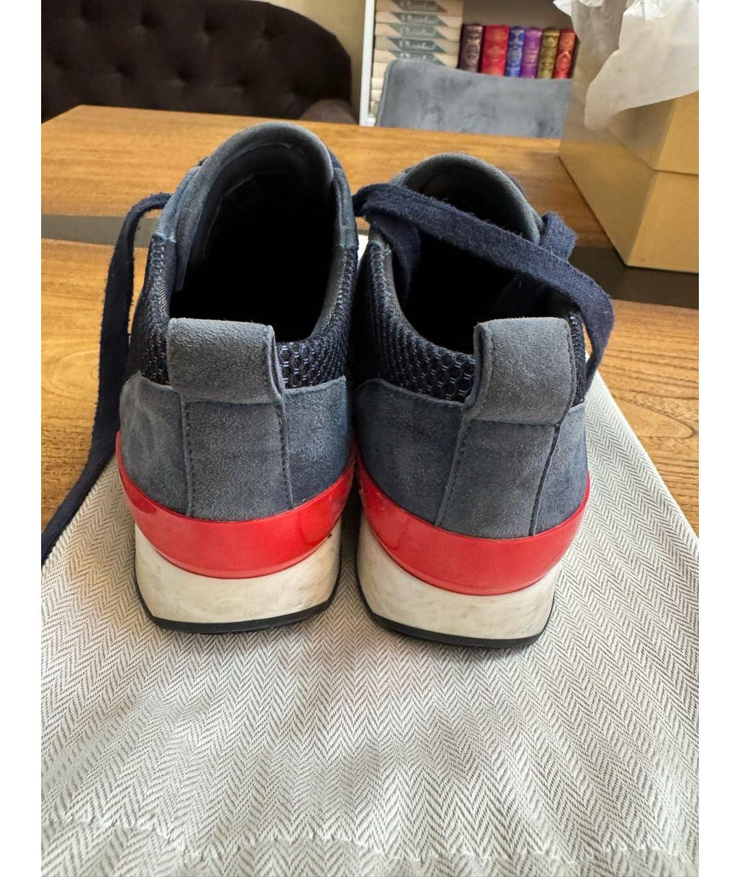 HERMES Синие замшевые кроссовки, фото 4