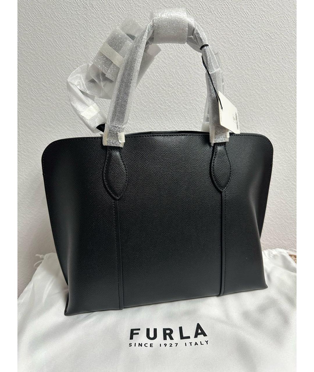 FURLA Черная кожаная сумка с короткими ручками, фото 2