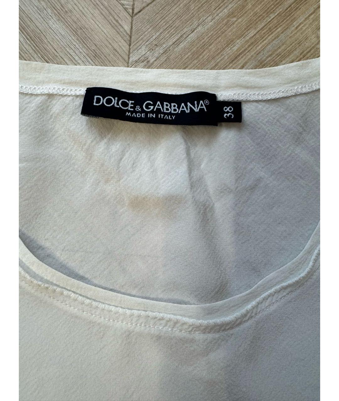 DOLCE&GABBANA Белая шелковая майка, фото 3