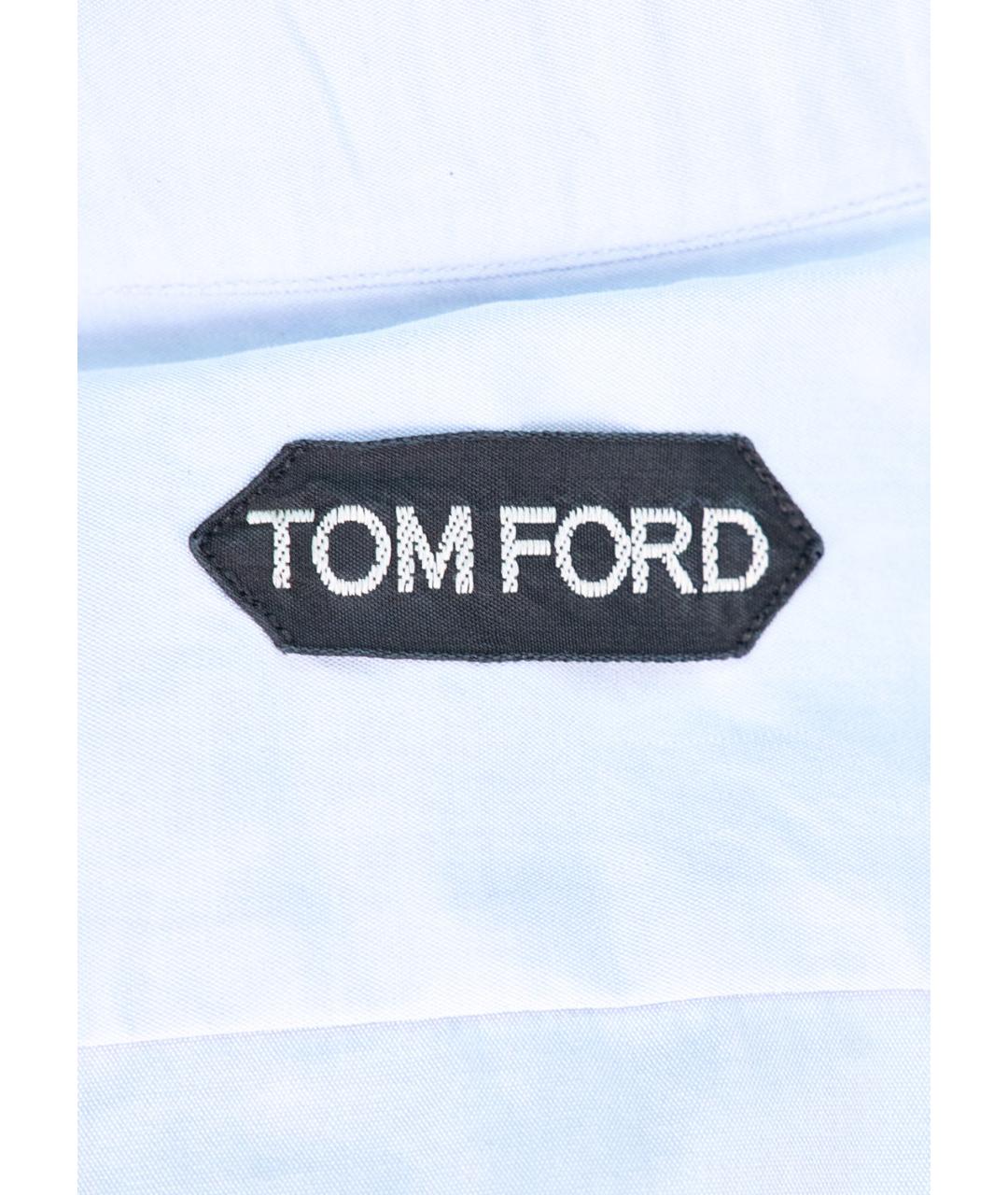 TOM FORD Голубая хлопковая классическая рубашка, фото 5