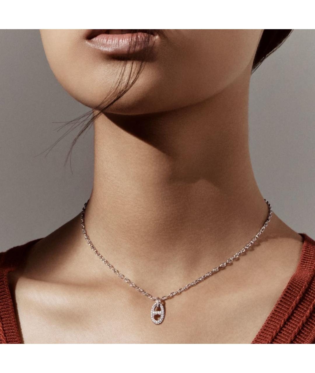 HERMES Белая платиновая подвеска, фото 2