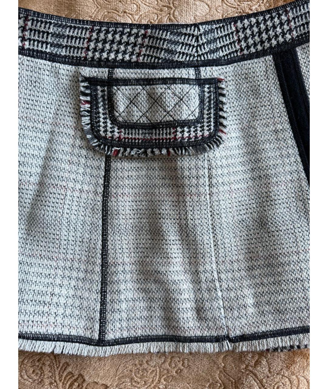 LOUIS VUITTON Серая шерстяная юбка мини, фото 4