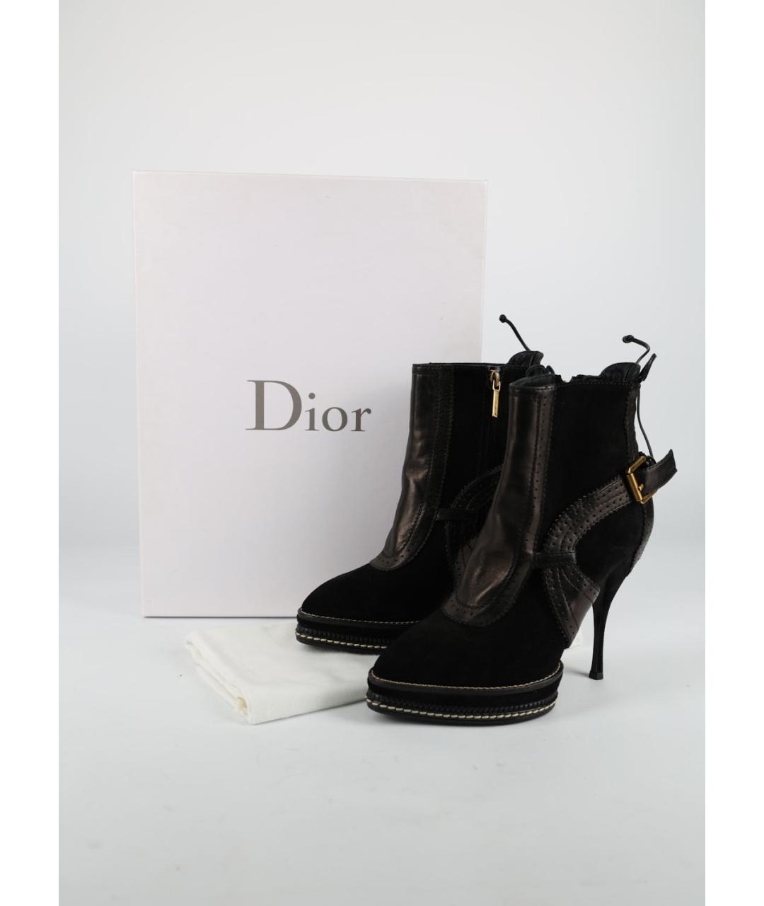 CHRISTIAN DIOR Черные замшевые ботильоны, фото 6