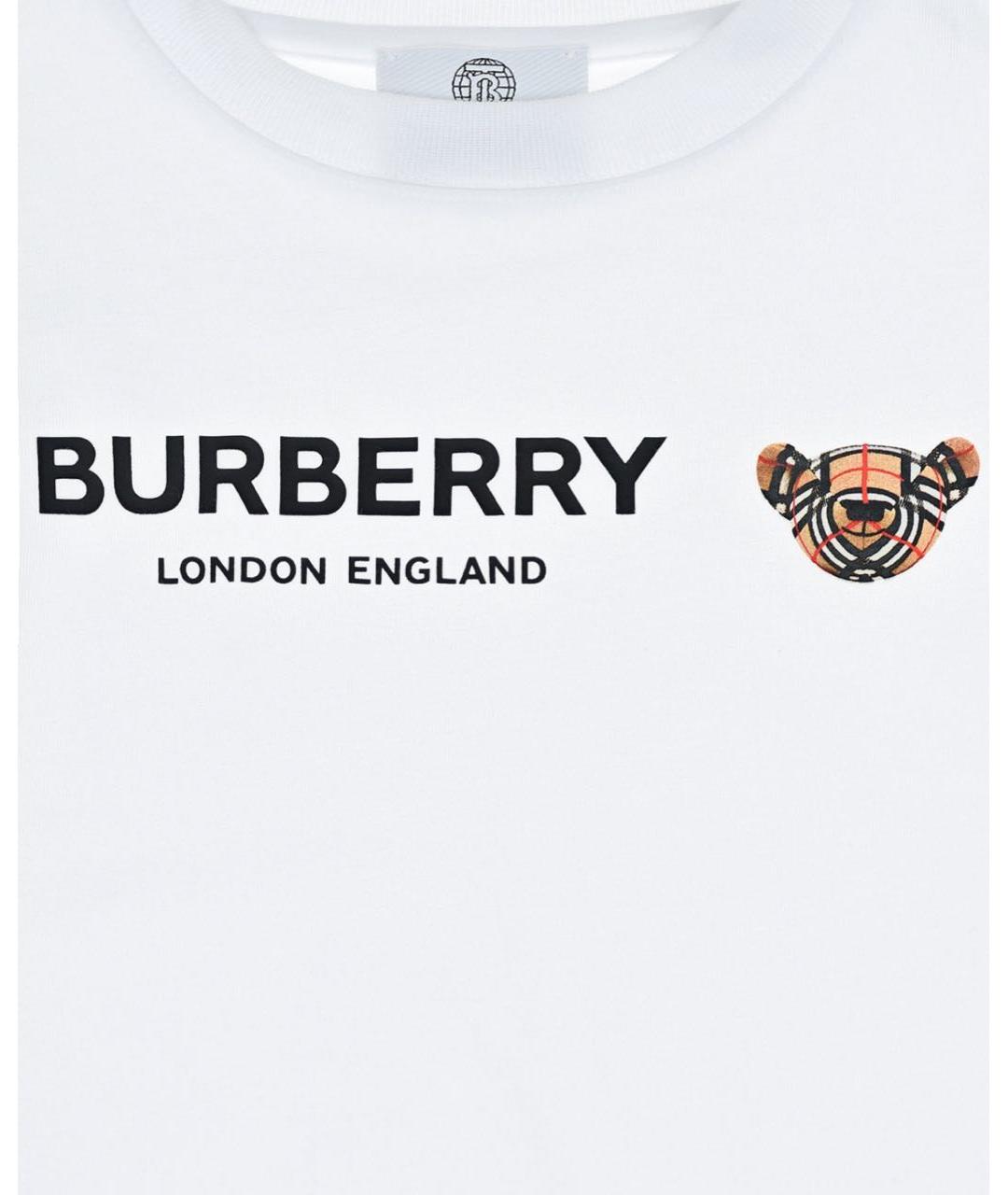 BURBERRY KIDS Белый хлопковый боди / песочник, фото 3
