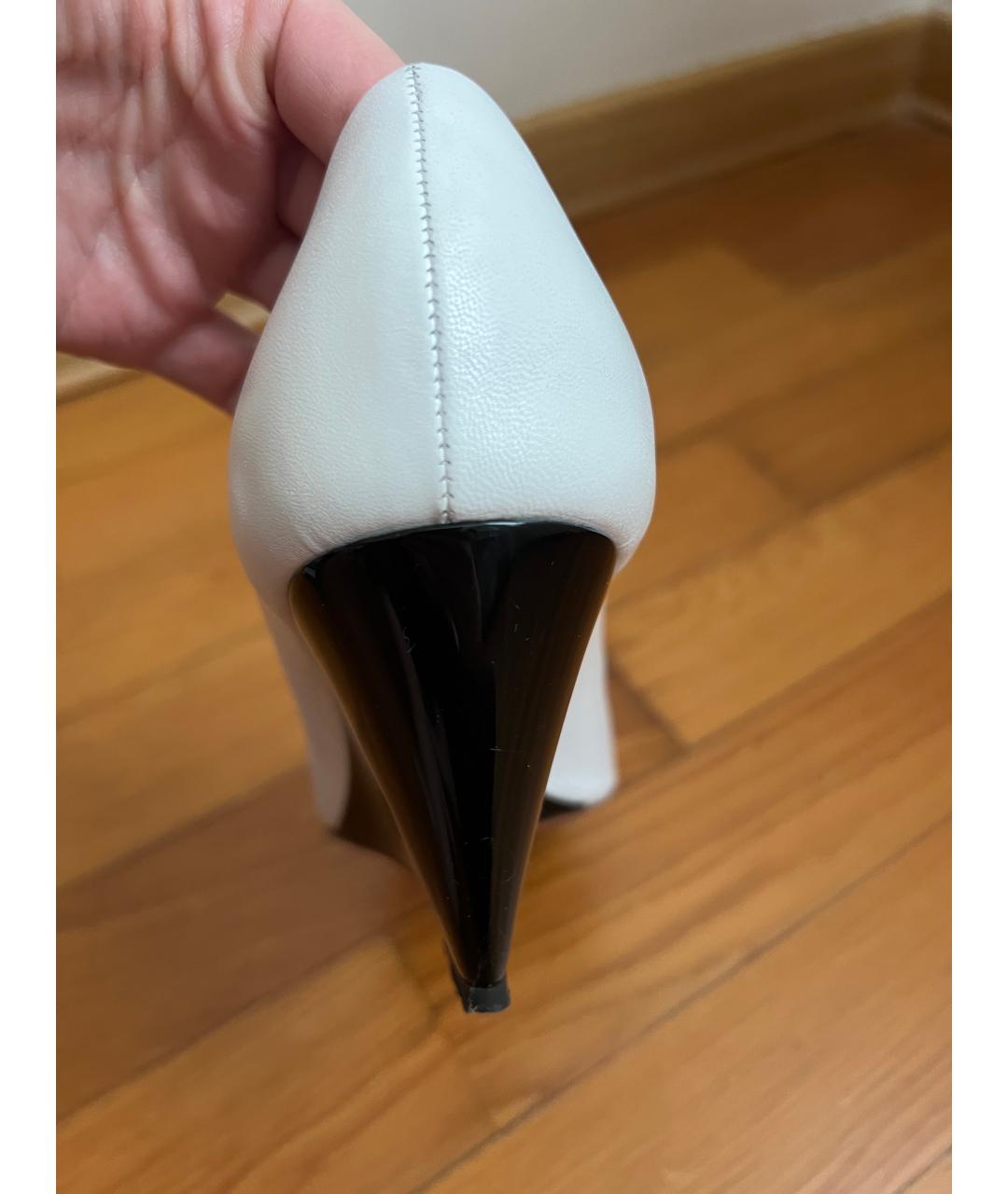 GIUSEPPE ZANOTTI DESIGN Белые кожаные лодочки на низком каблуке, фото 4