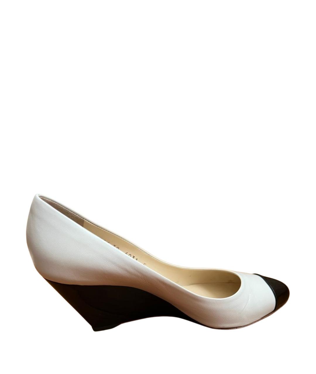 GIUSEPPE ZANOTTI DESIGN Белые кожаные лодочки на низком каблуке, фото 1