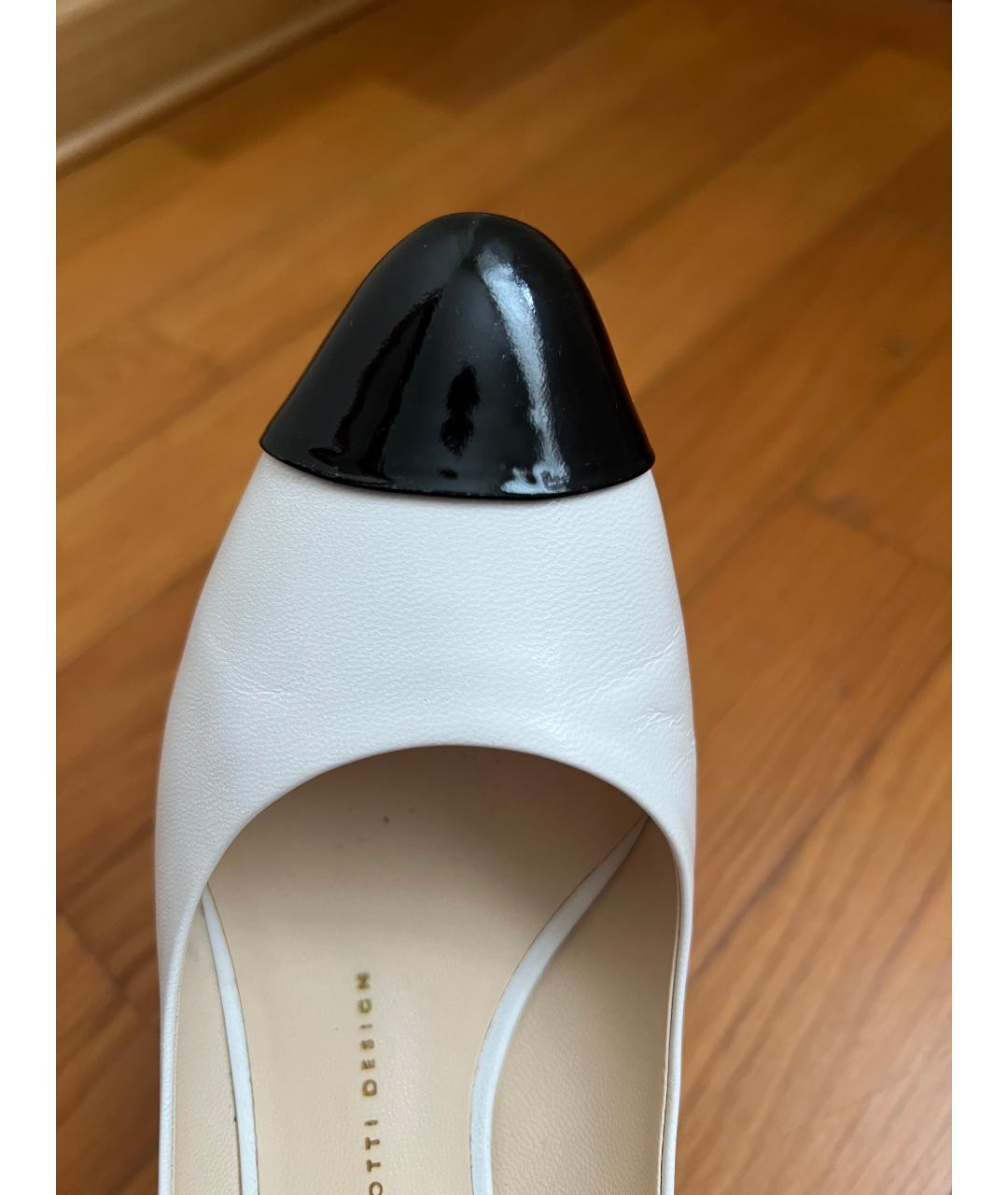 GIUSEPPE ZANOTTI DESIGN Белые кожаные лодочки на низком каблуке, фото 3