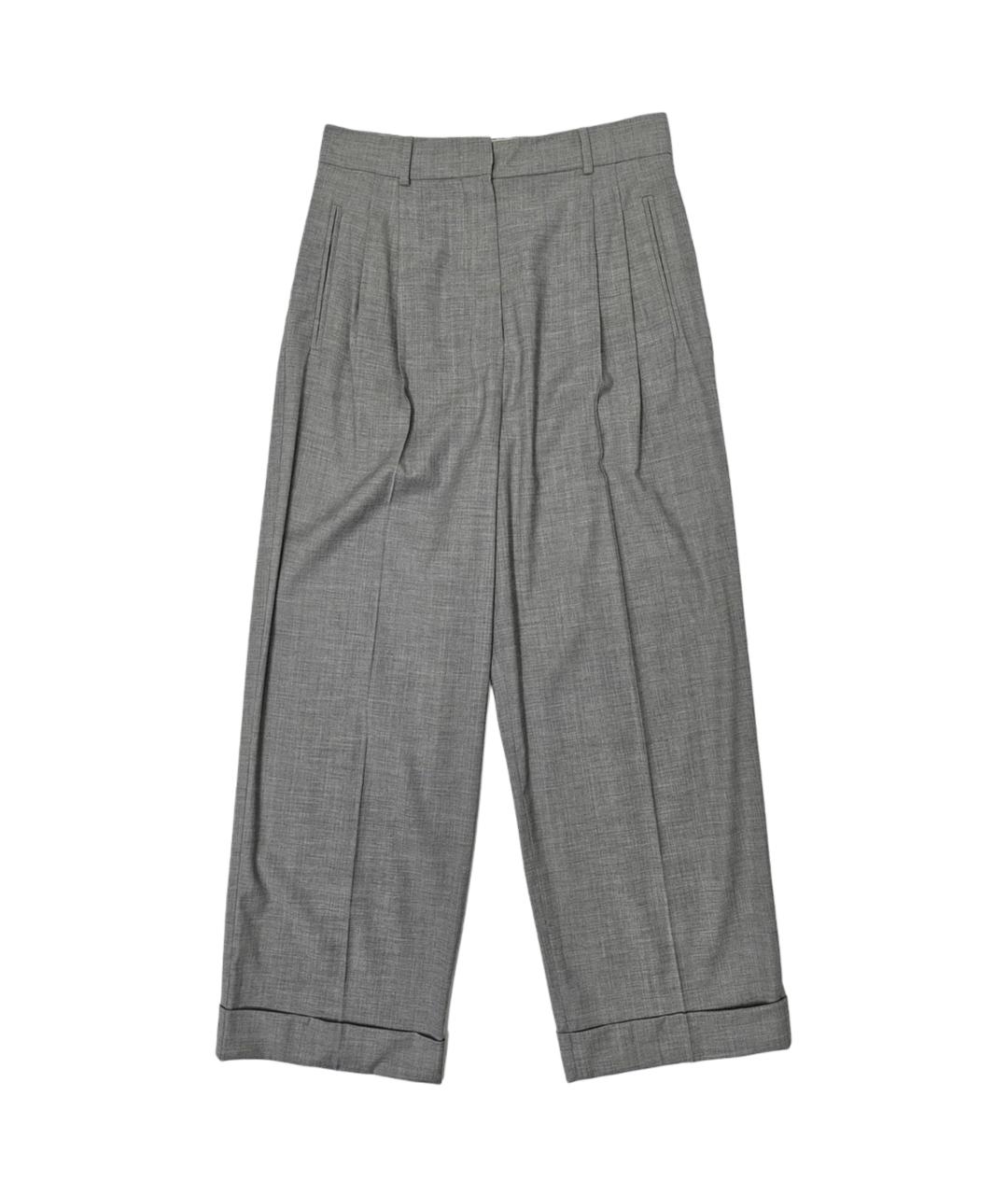 MAX MARA STUDIO Серые шерстяные прямые брюки, фото 1