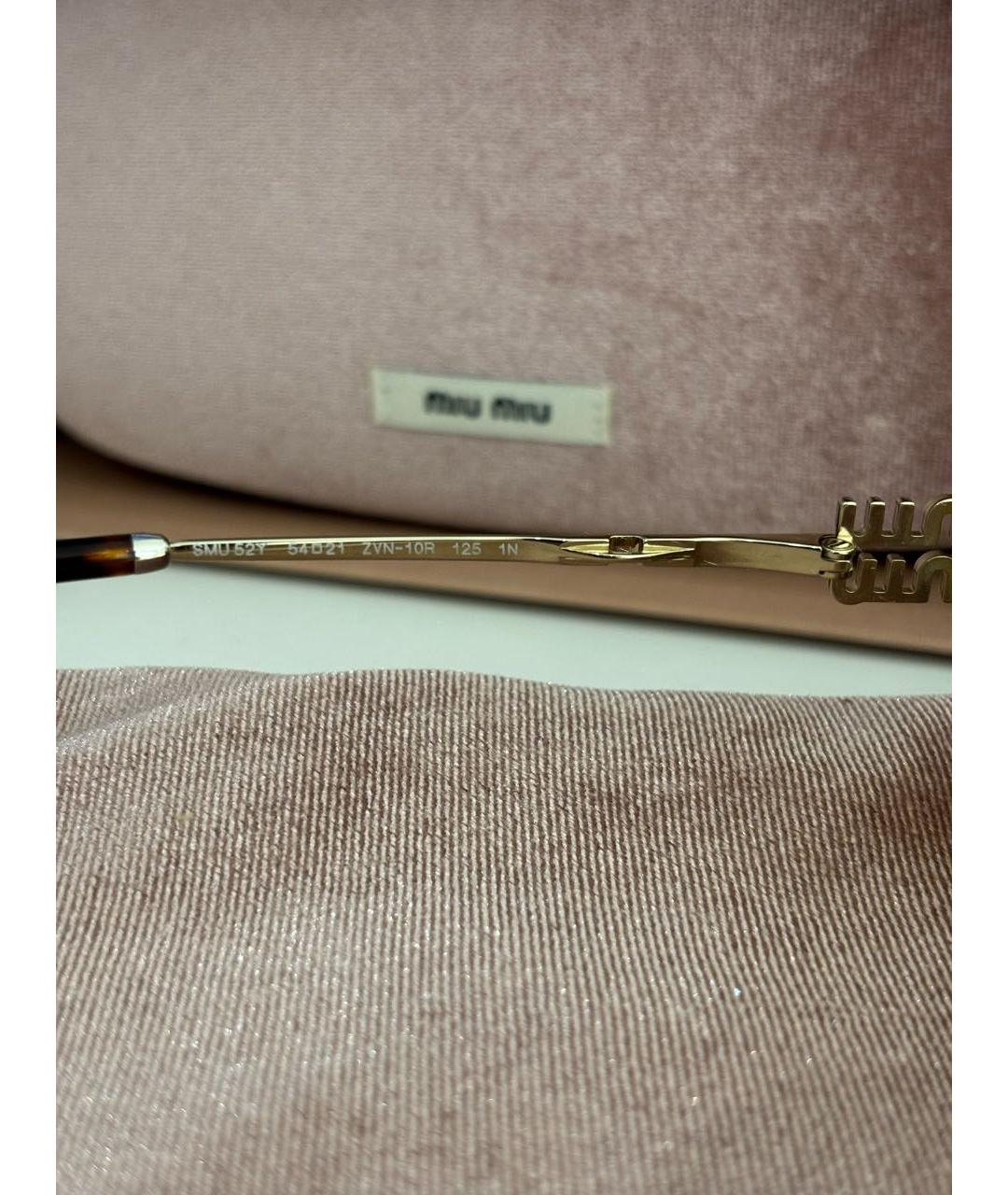 MIU MIU Золотые металлические солнцезащитные очки, фото 7