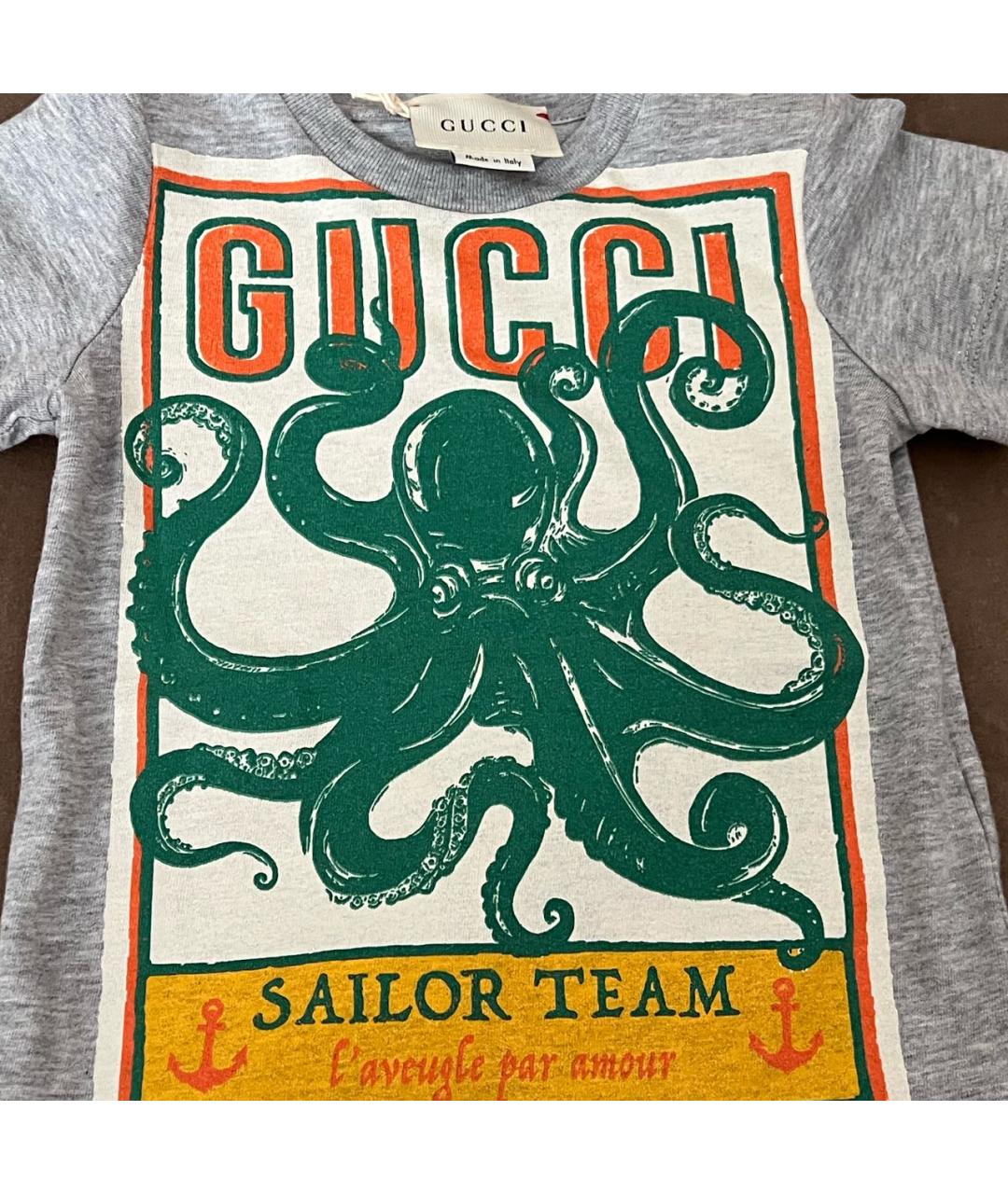 GUCCI Серая детская футболка, фото 2
