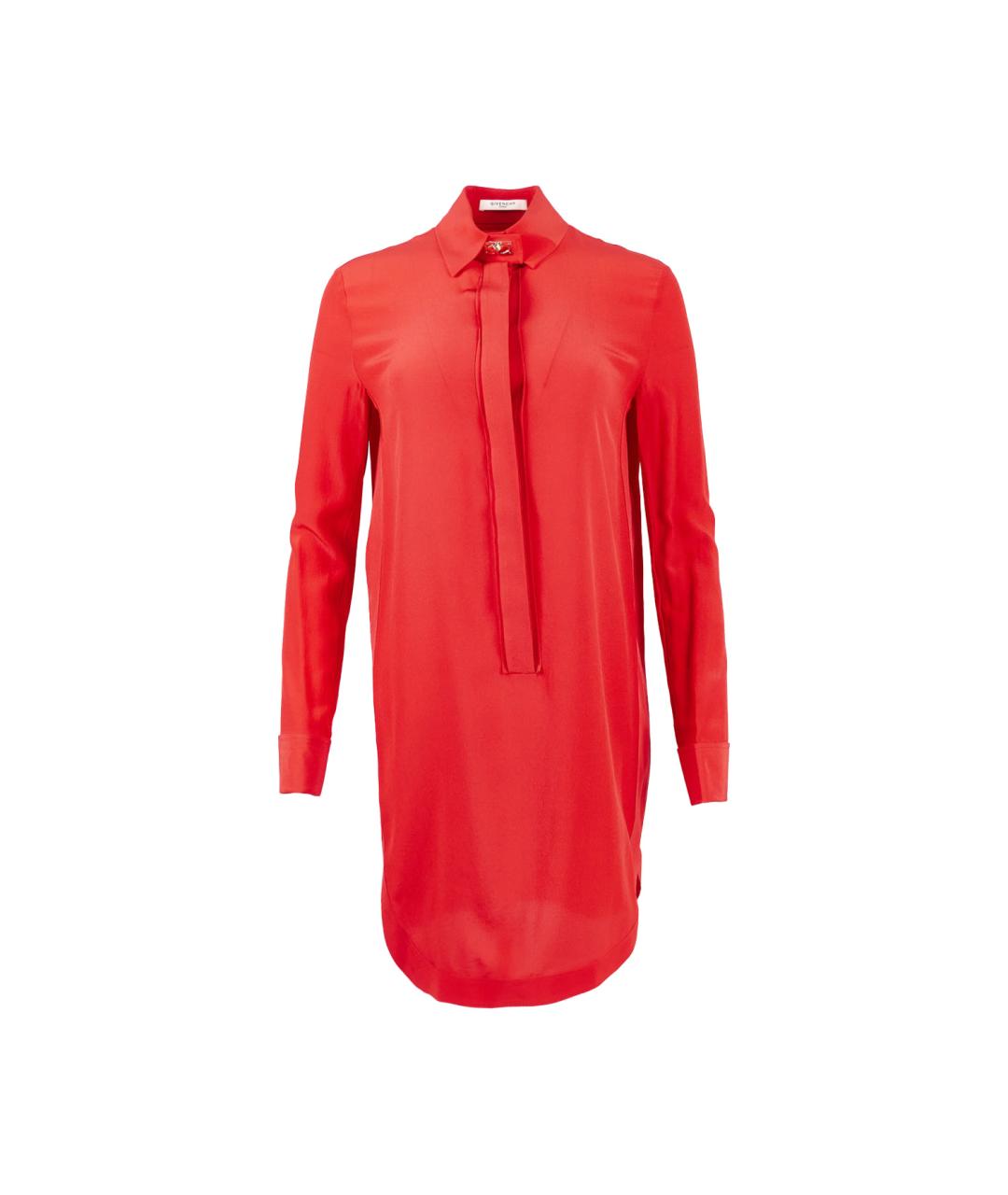 GIVENCHY Красное шелковое повседневное платье, фото 1