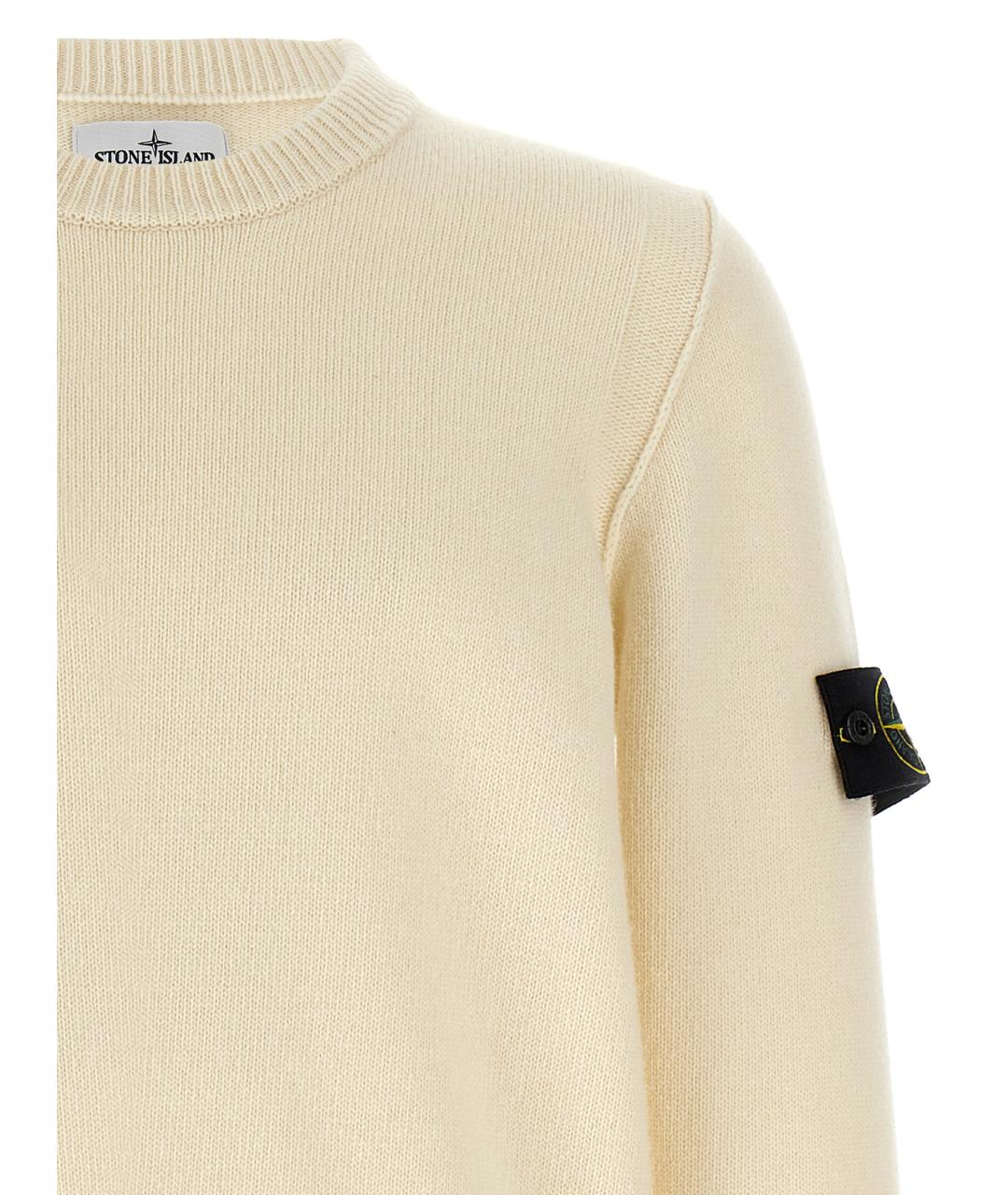 STONE ISLAND Бежевый шерстяной джемпер / свитер, фото 3