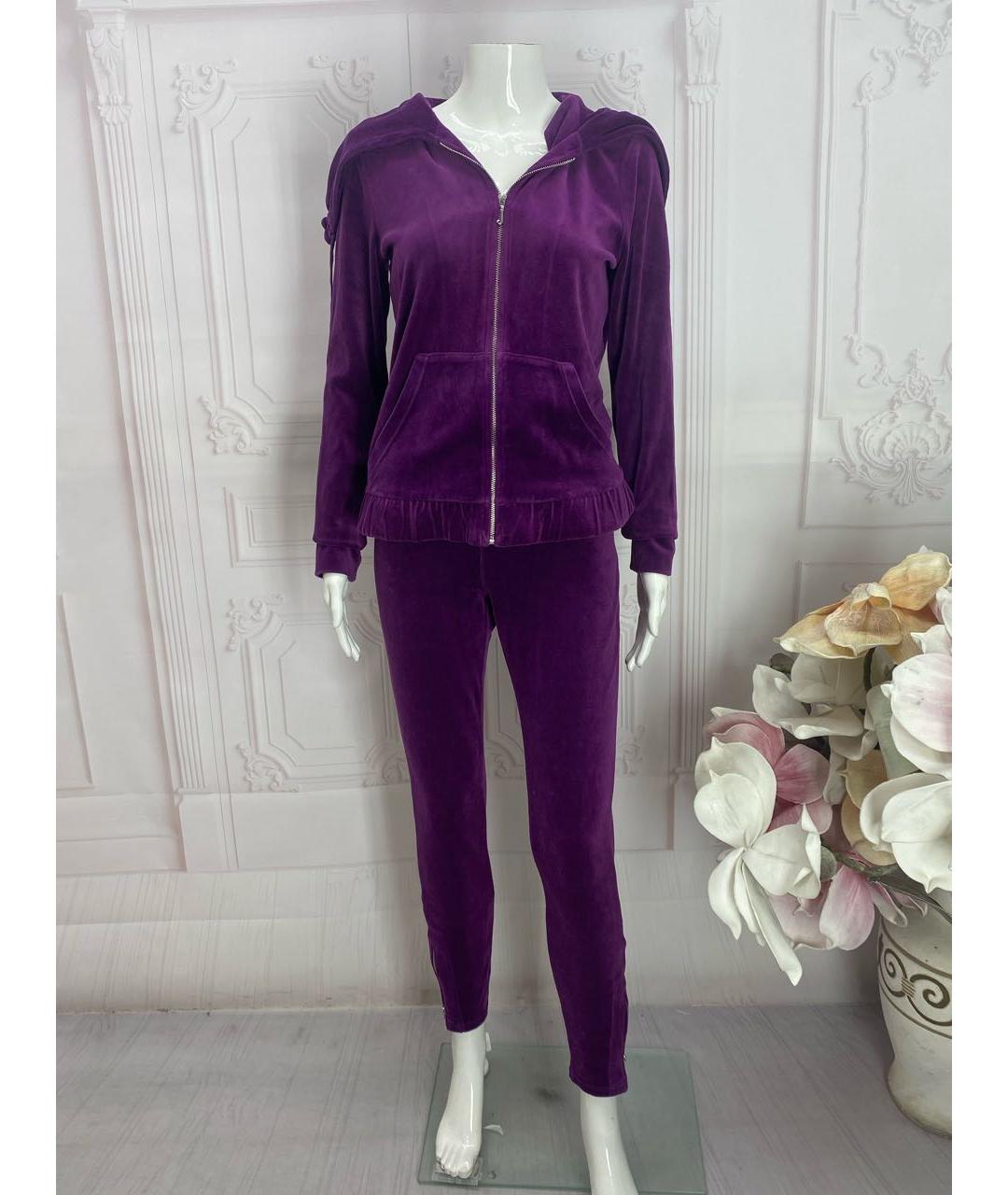 JUICY COUTURE Фиолетовые хлопковые леггинсы и велосипедки, фото 5