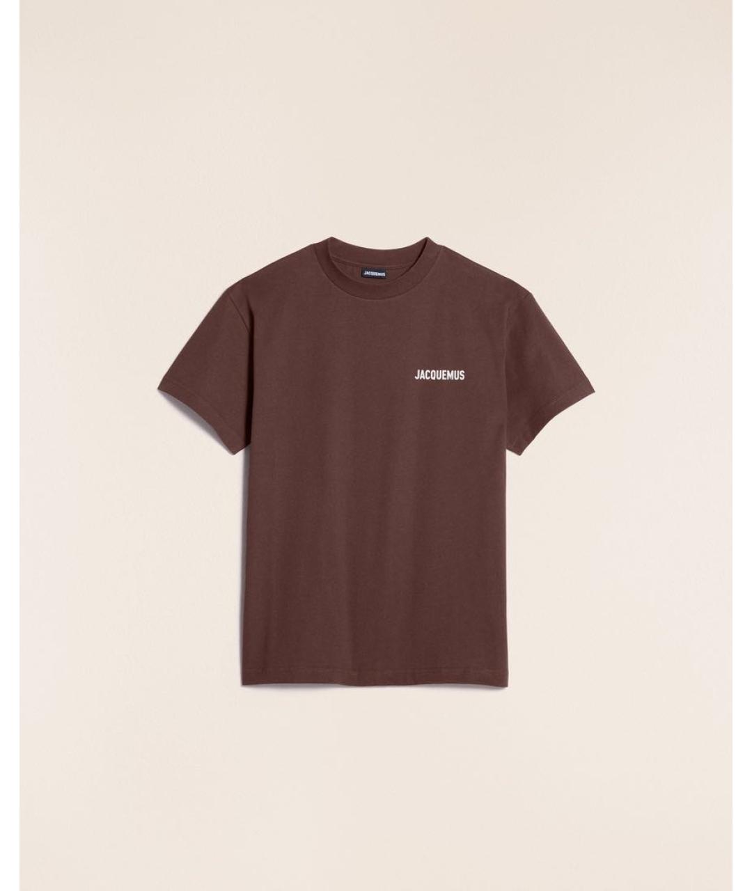 JACQUEMUS Коричневая хлопковая футболка, фото 2