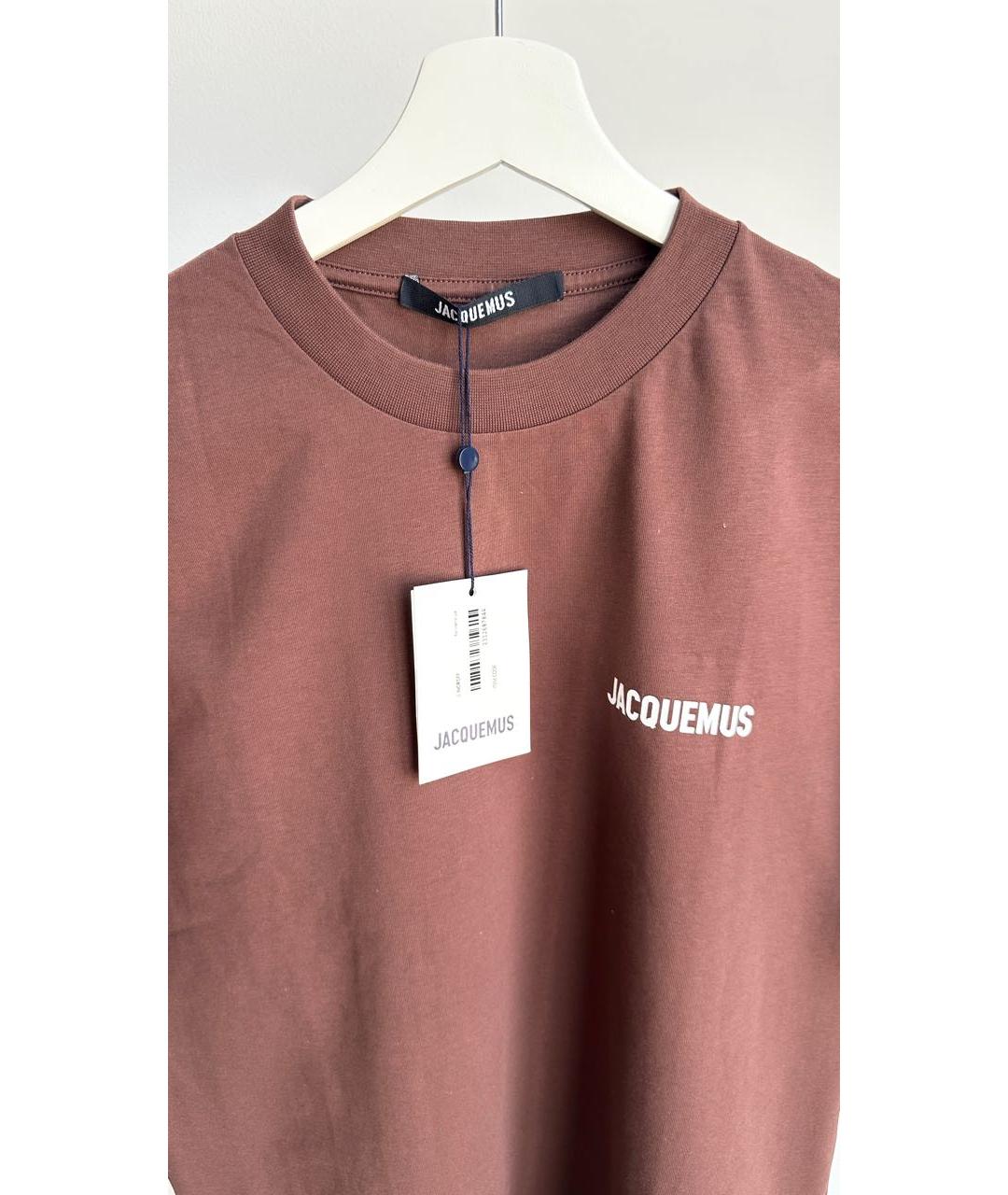 JACQUEMUS Коричневая хлопковая футболка, фото 7