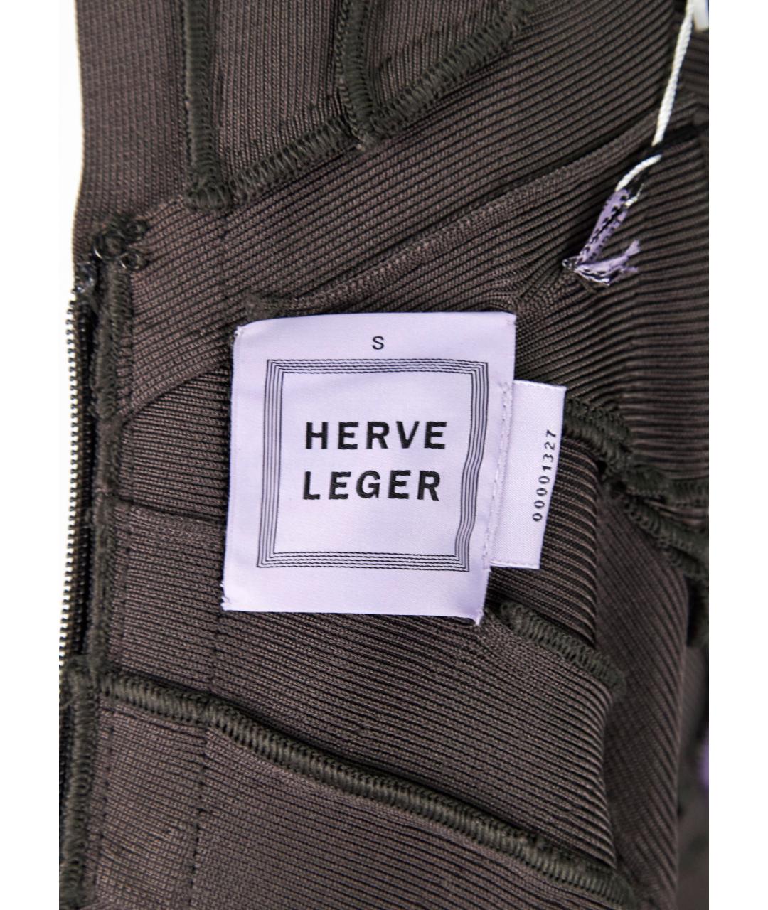 HERVE LEGER Серое коктейльное платье, фото 5