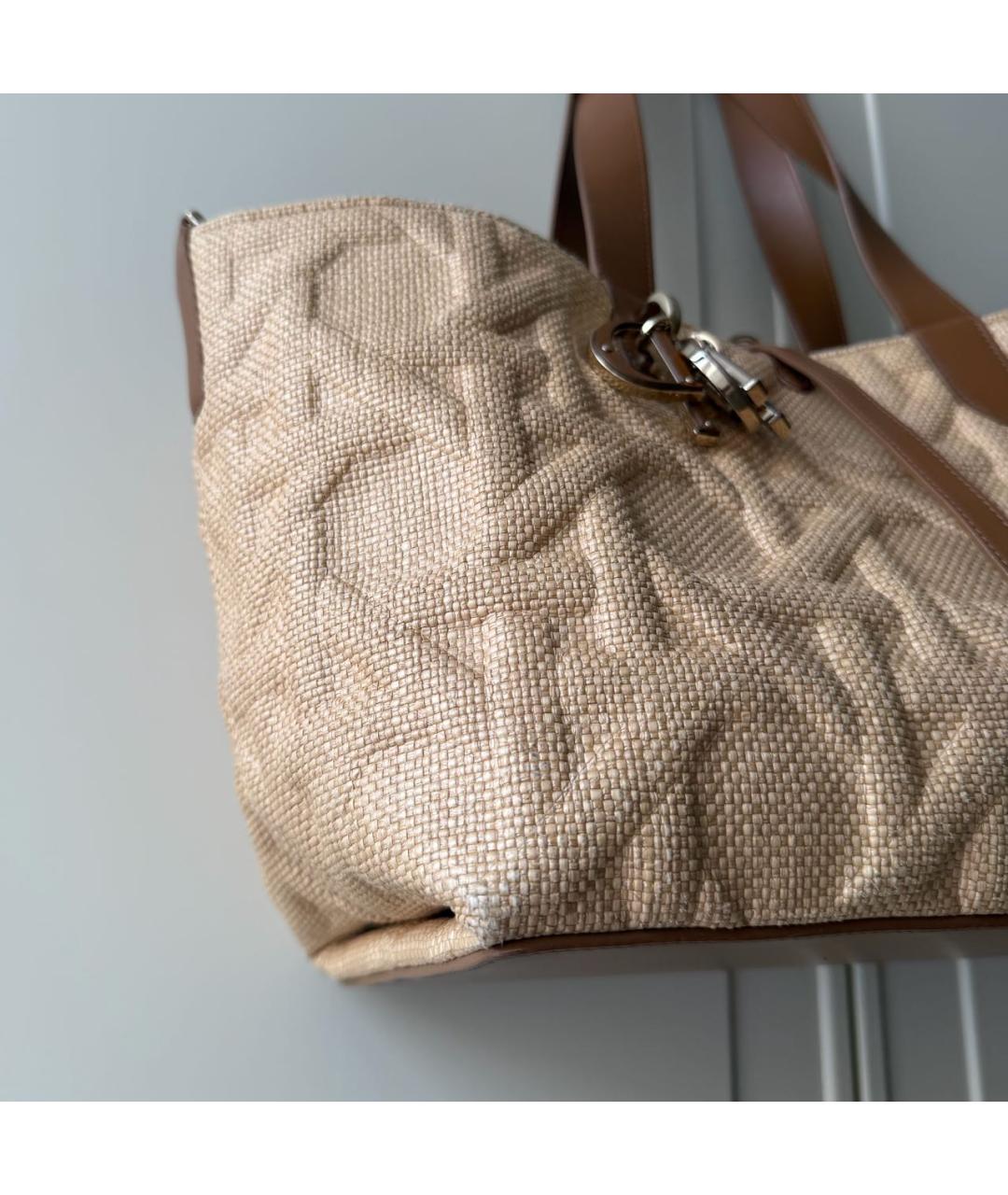 CHRISTIAN DIOR Коричневая кожаная сумка тоут, фото 6