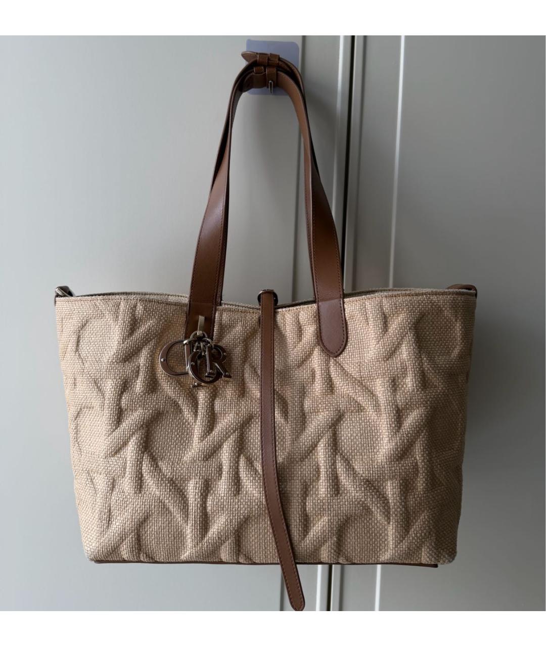 CHRISTIAN DIOR Коричневая кожаная сумка тоут, фото 2